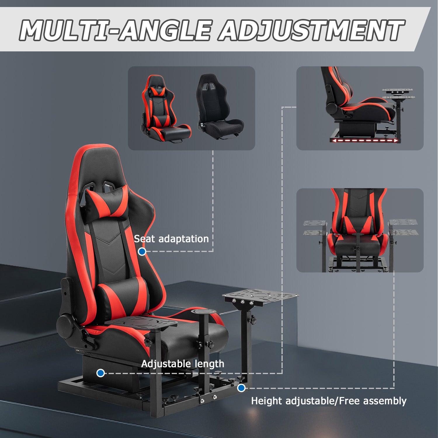 Minneer Flight Sim Cockpit with Red Seat Fit Logitech X52 X56 Thrustmaster A10C HotasWarth