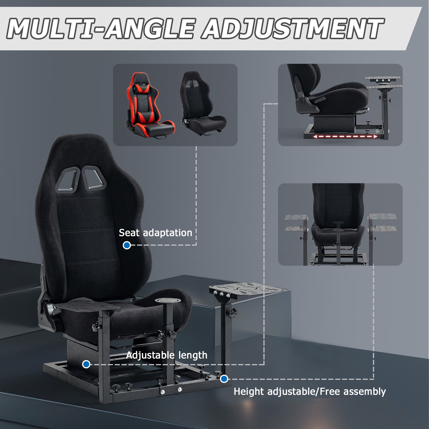 Minneer Flight Simulator Cockpit Stand with Black Seat Fit Logitech X52 X56 Thrustmaster A10C HotasWarth