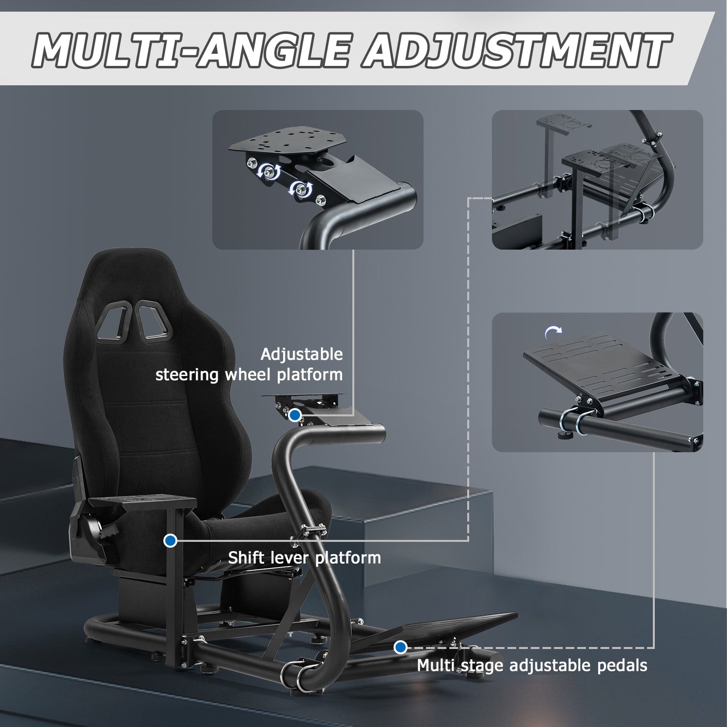 Minneer Sim Racing Cockpit  with Seat Fit Logitech G29 G920 G923 GPRO Fanatec