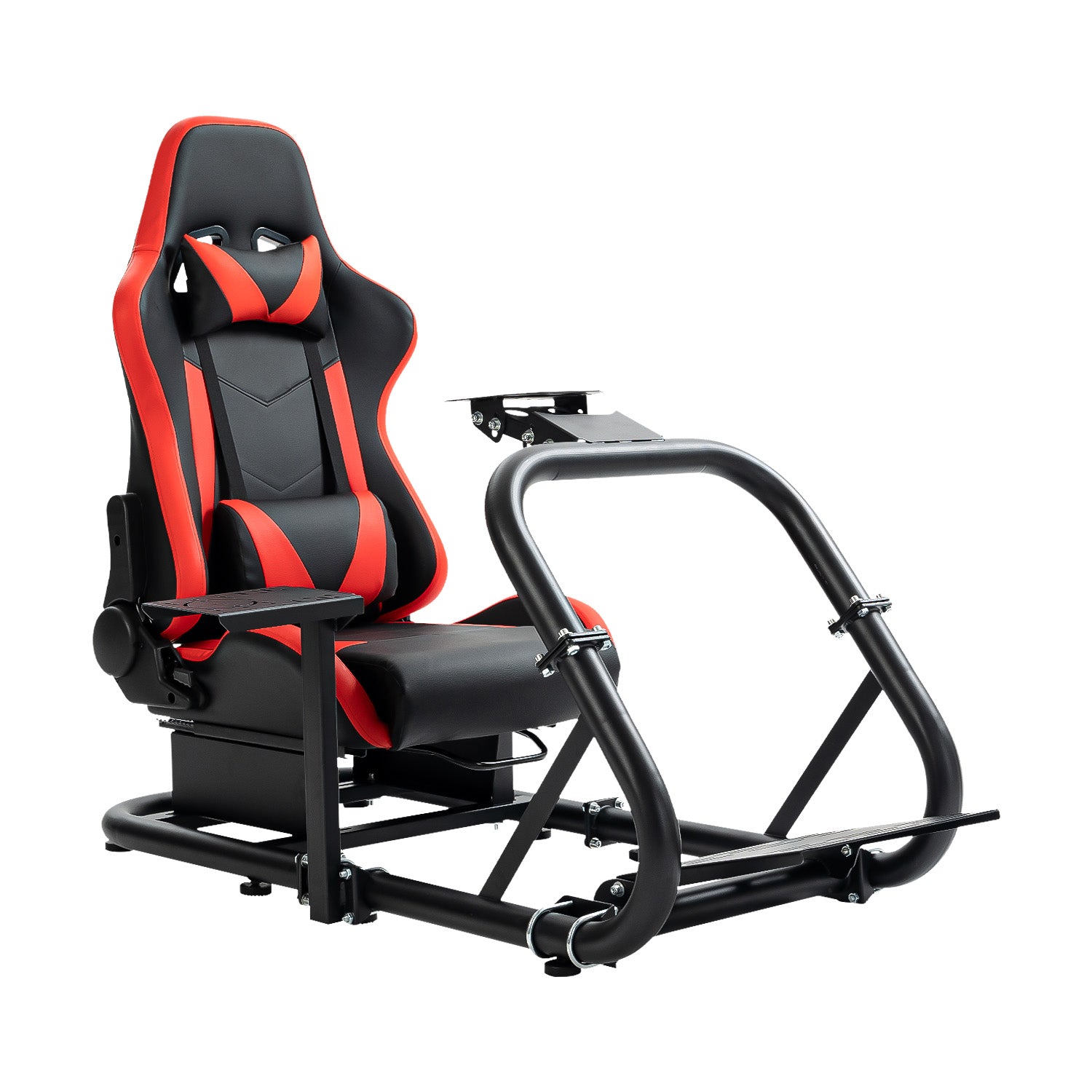 Minneer Racing Simulator Cockpit Pro with Seat Professional Sim Racing Wheel Frame Large Round Tube Fully Adjustable without Pedal Wheel and Handbrake