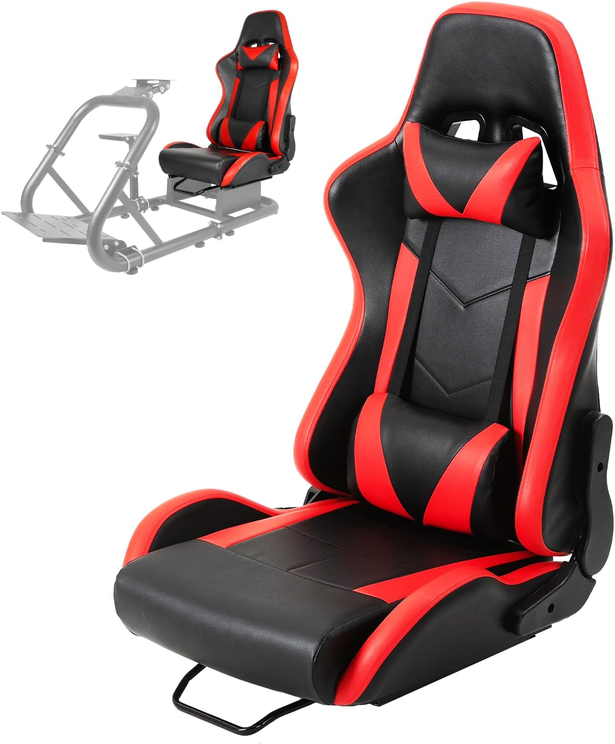 Used-Minneer Gaming Racing Seat with Neck Pillow and Waist Pillow Ergonomic for Driving Simulator Cockpit