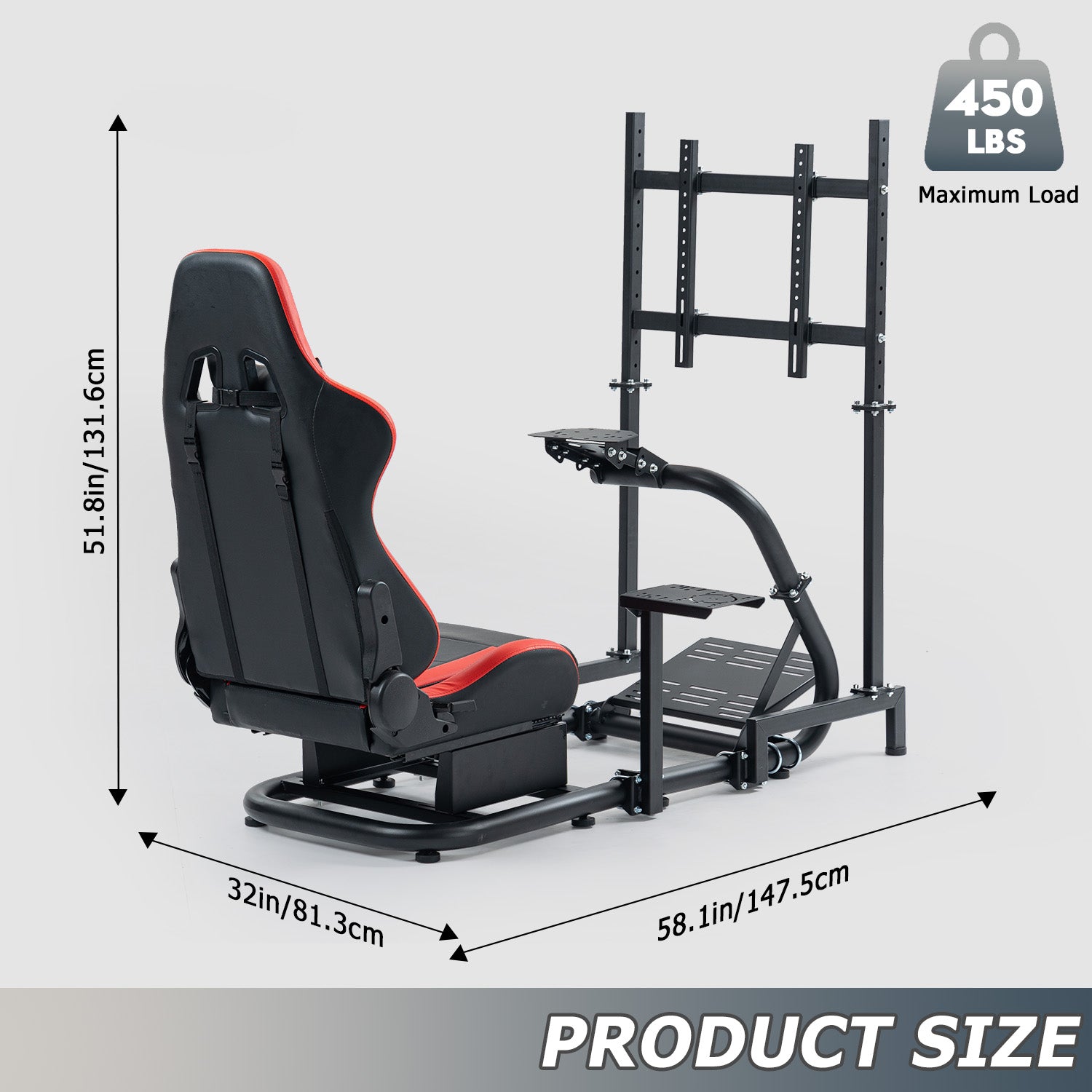 Minneer Racing Simulator Cockpit with Seat Monitor Stand Fit Logitech Fanatec CSL-DD