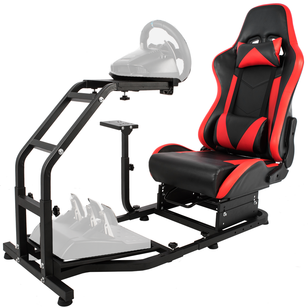 Minneer Simulator Driving Cockpit with Racing Black Seat Compatible with Logitech  G27/G29/G920/G923,Wheel and Pedals Not Include 