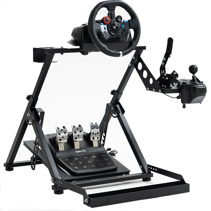 Minneer™ Racing Wheel Stand Foldable X Frame Adjustable Angle and Height Fit for Logitech G25, G27, G29, G920 Racing Steering Stand NOT Included Steering wheel, pedal handbrake and shifter