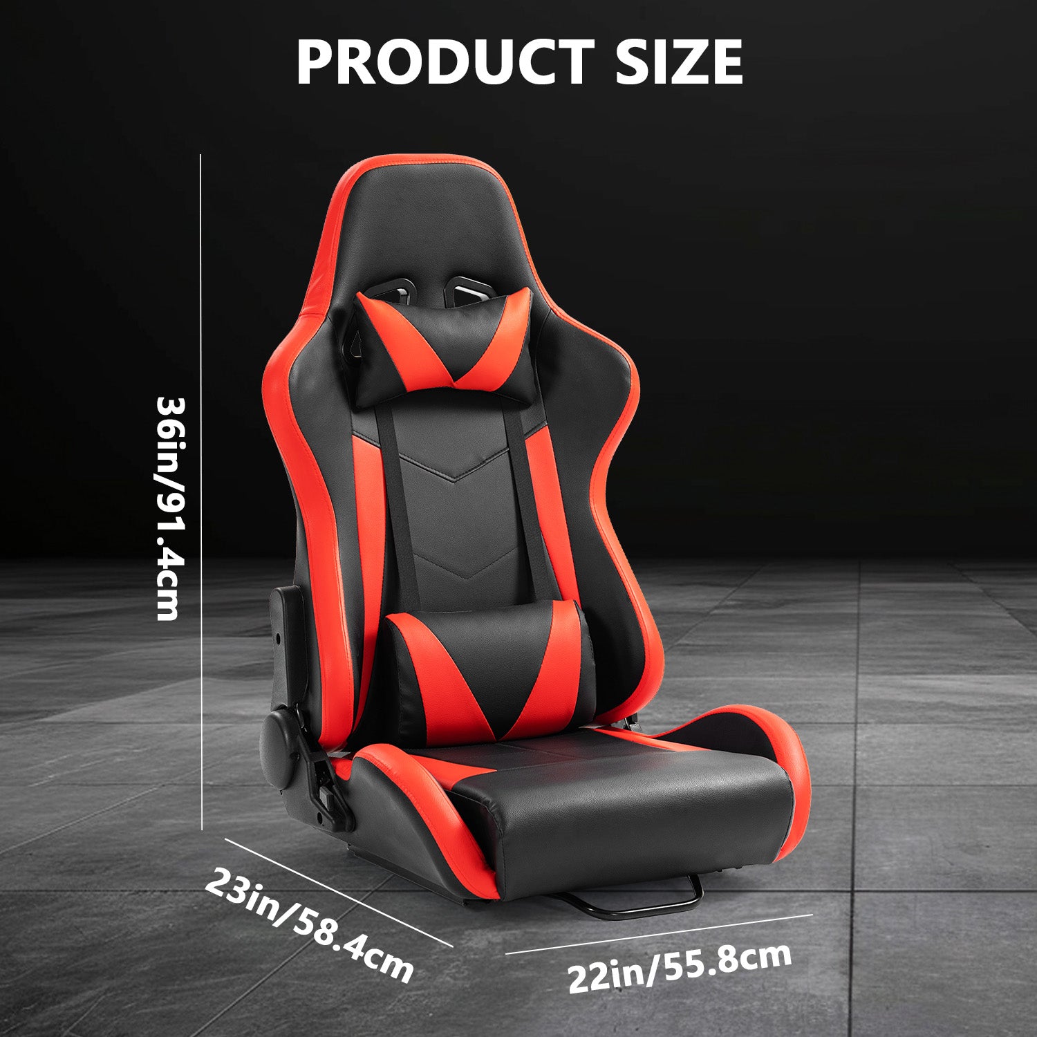 Minneer Red Gaming Racing Seat with Neck Pillow and Waist Pillow Ergonomic for Driving Simulator Cockpit