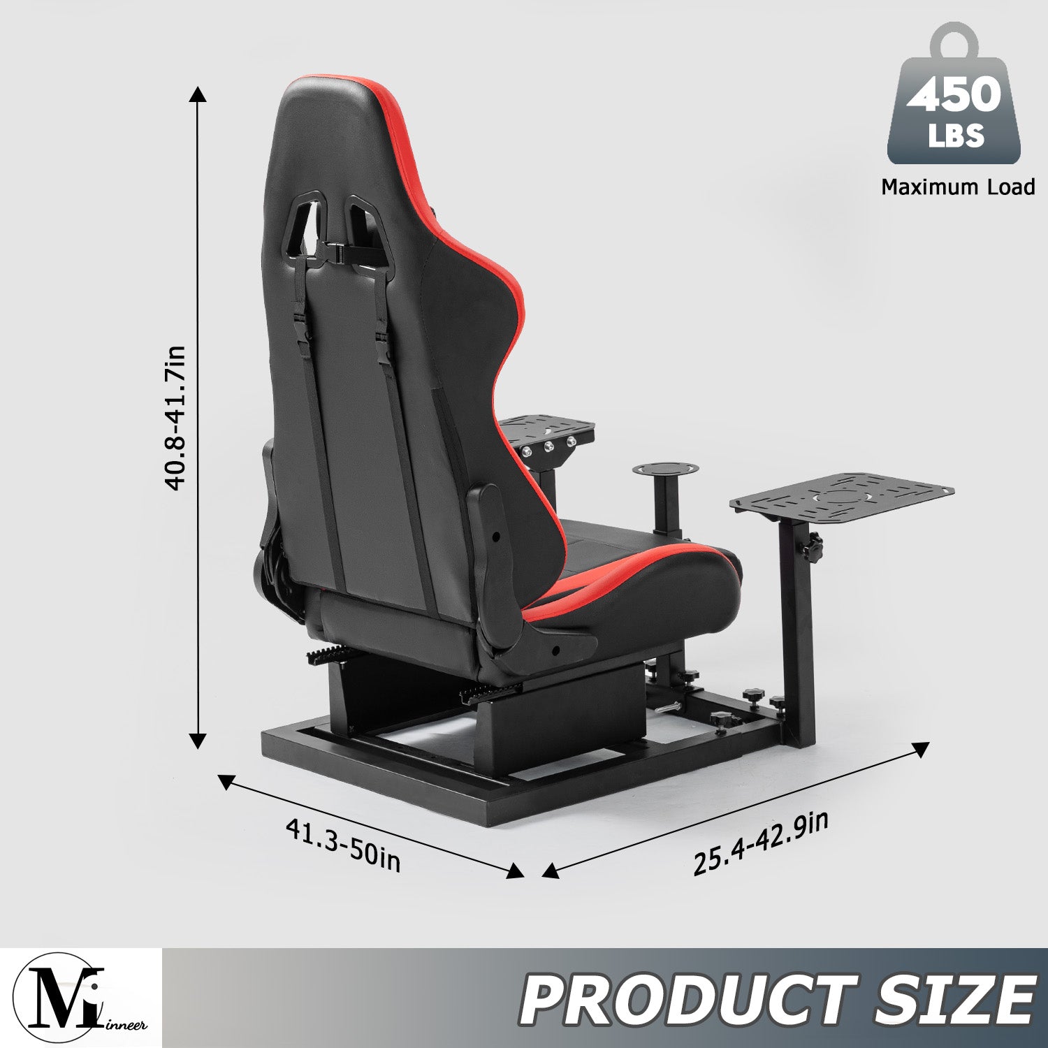 Minneer Flight Sim Cockpit with Red Seat Fit Logitech X52 X56 Thrustmaster A10C HotasWarth