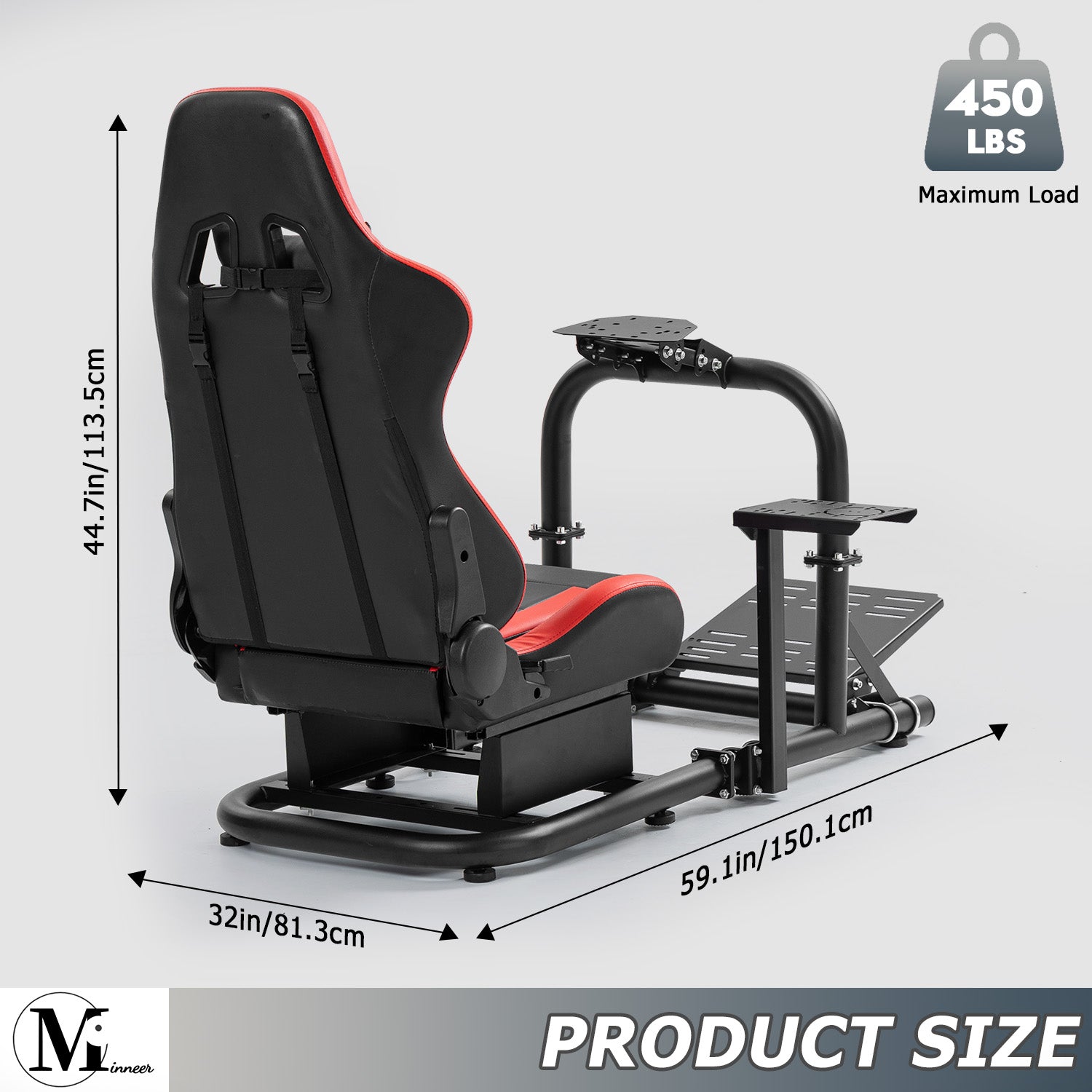 Minneer Racing Simulator Cockpit with Seat Fit Logitech G29 G920 Fanatec CSL-DD