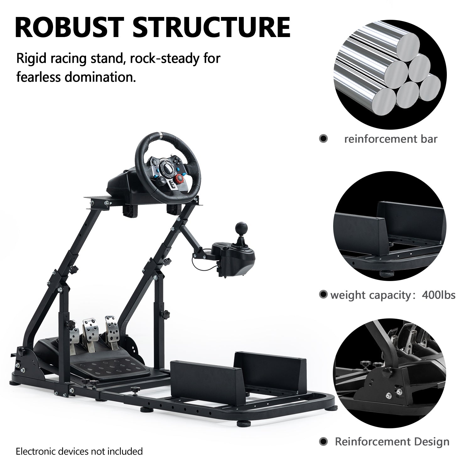 Minneer Racing Simulator Cockpit with Double Support Arms Foldable Fit Logitech Thrustmaster