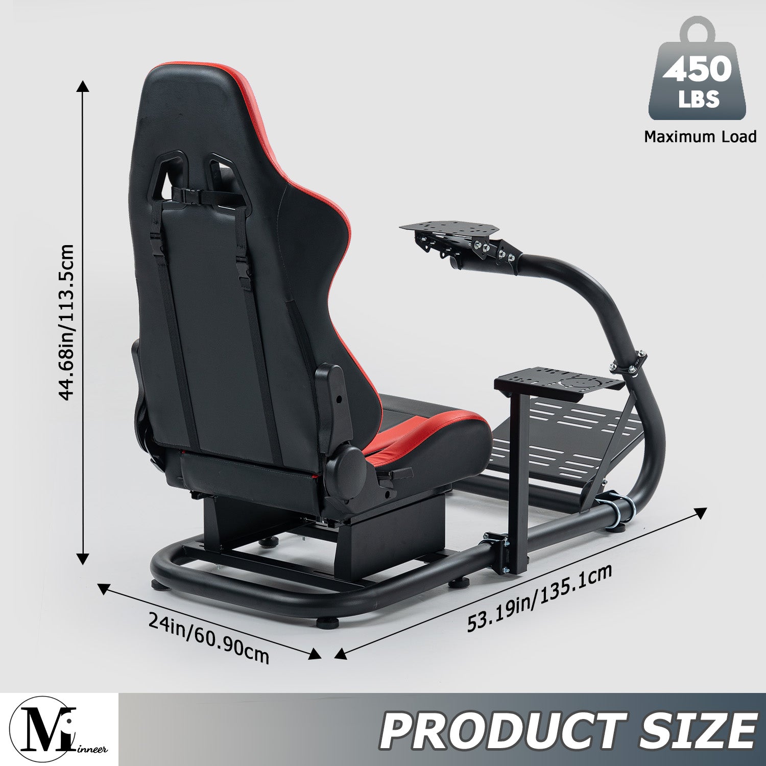 Minneer Sim Racing Cockpit with Seat Fit Logitech G29 G920 G923 Thrustmaster T300RS