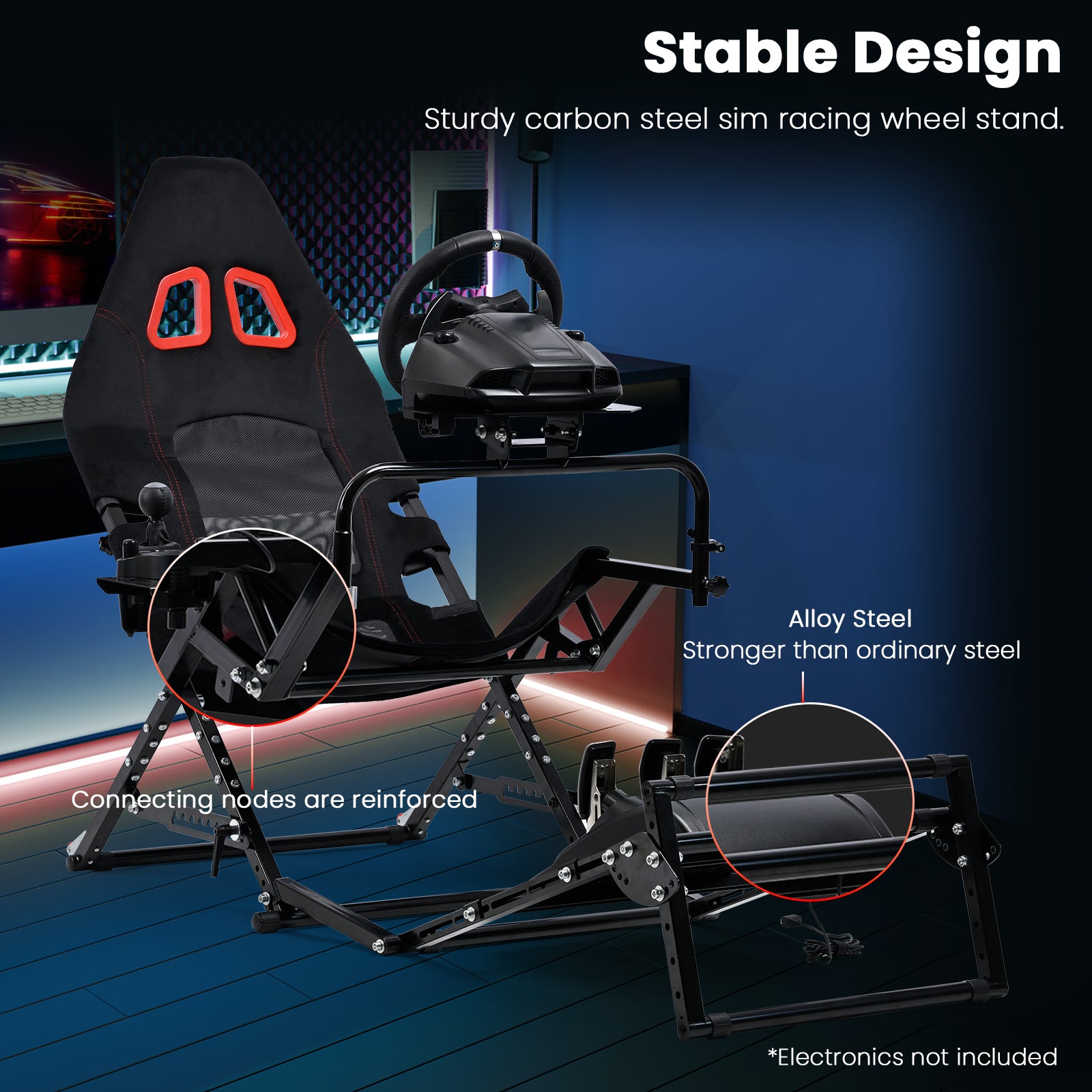 Minneer X-Type Foldable Racing Sim Cockpit – Adjustable & Universal Fit for Logitech G29, G920, G923, Thrustmaster T-GT II, T248 (Gear Not Included)