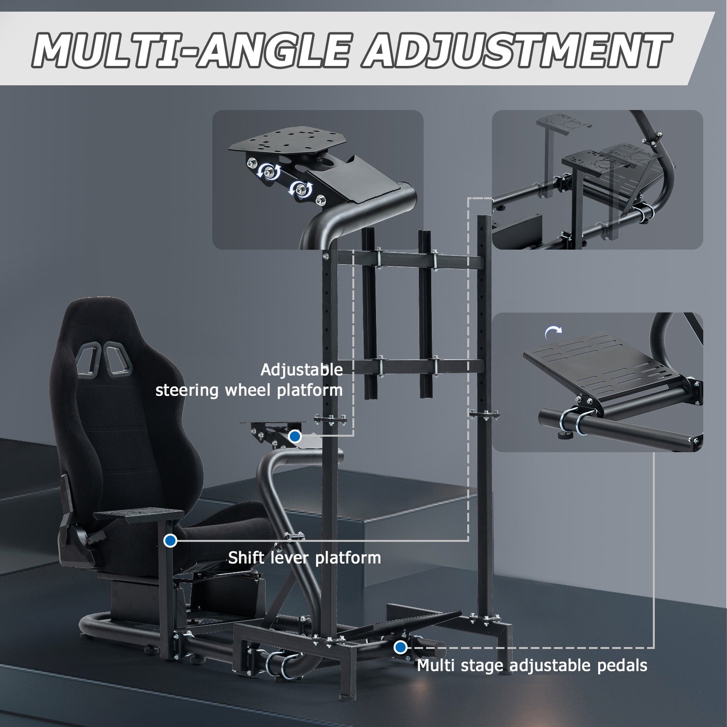 Minneer Comfortable Racing Simulator Cockpit with Seat TV Stand Fit Logitech Fanatec