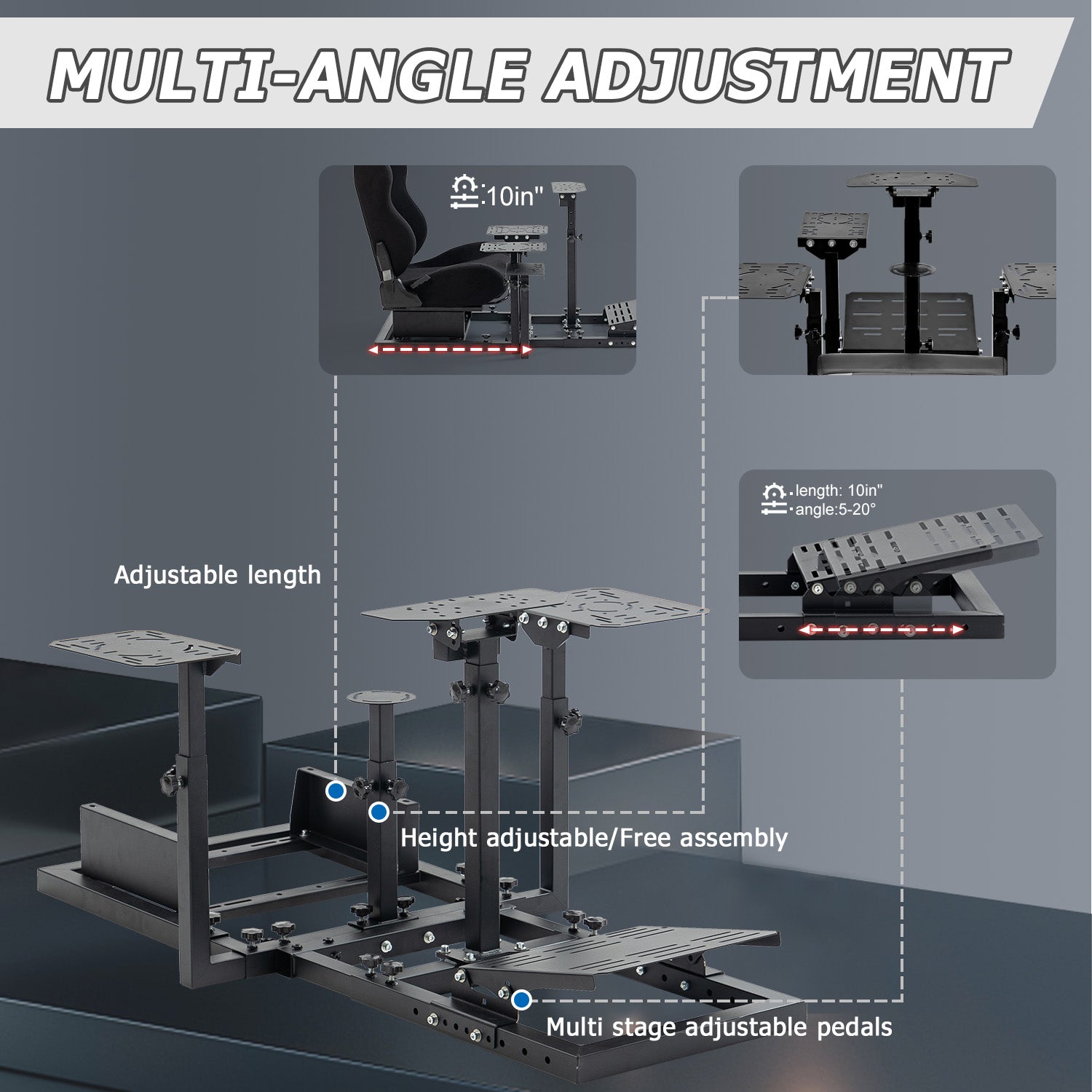 Minneer New Flight Racing Simulator Cockpit Fit Logitech Fanatec CSL-DD