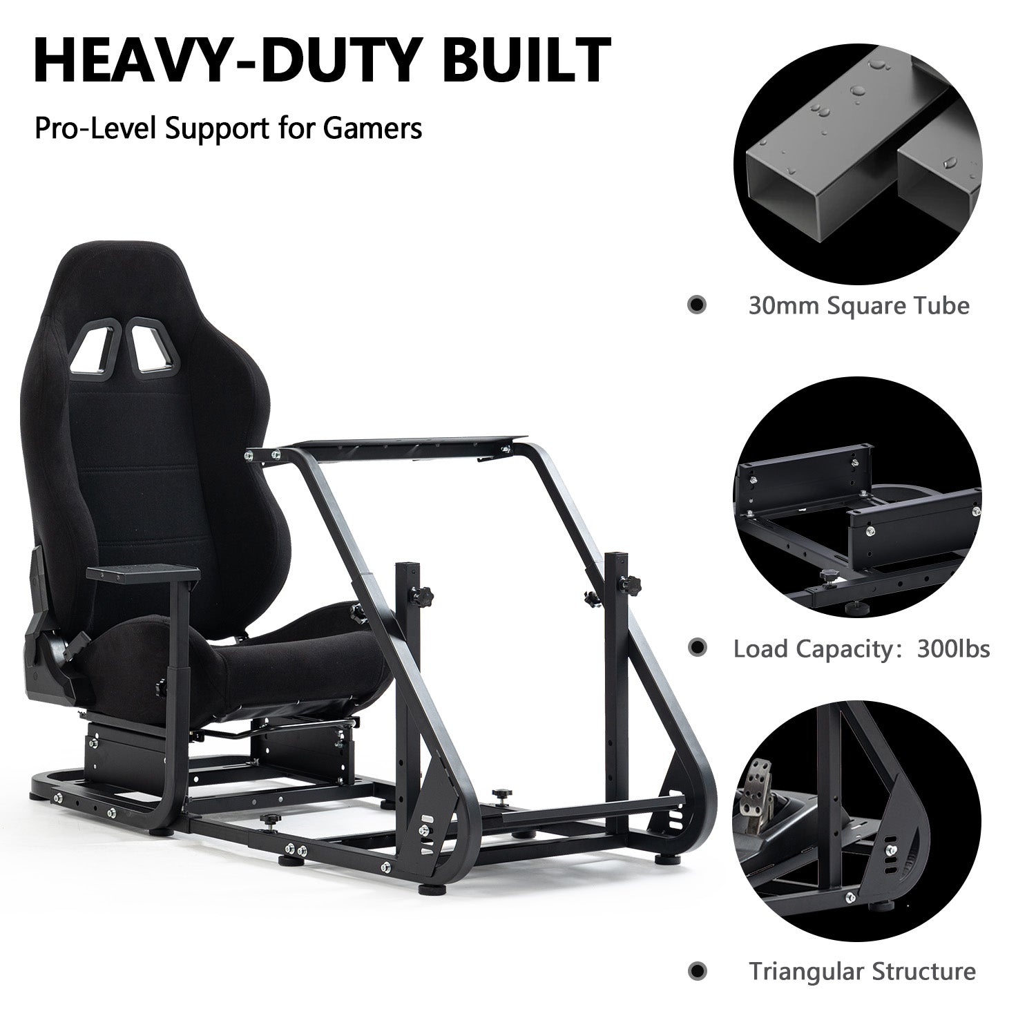 Minneer Racing Simulator Cockpit with Gaming Seat Adjustable Fit Logitech GPRO Thrustmaster