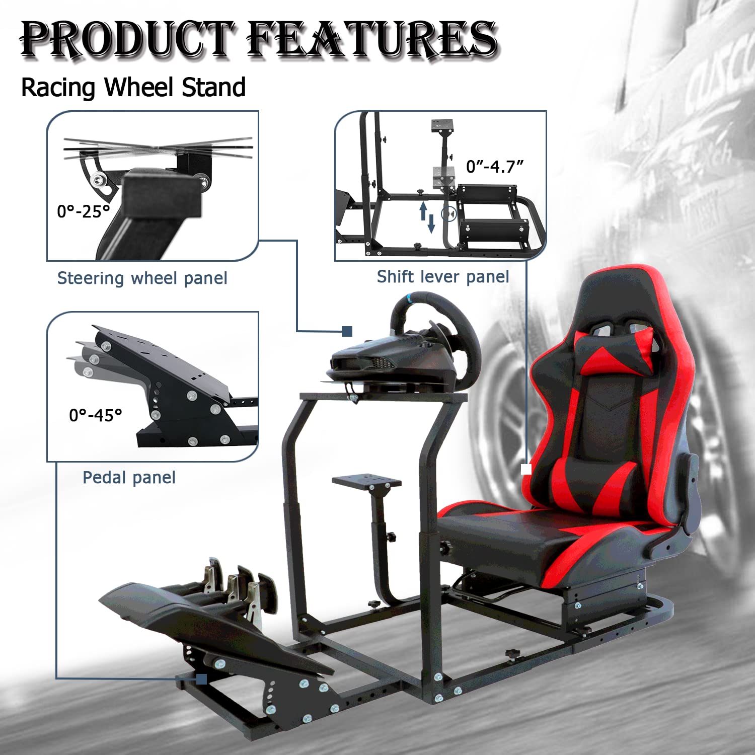 Minneer Racing Simulator Cockpit Stable with Seat Fit Logitech Thrustmaster