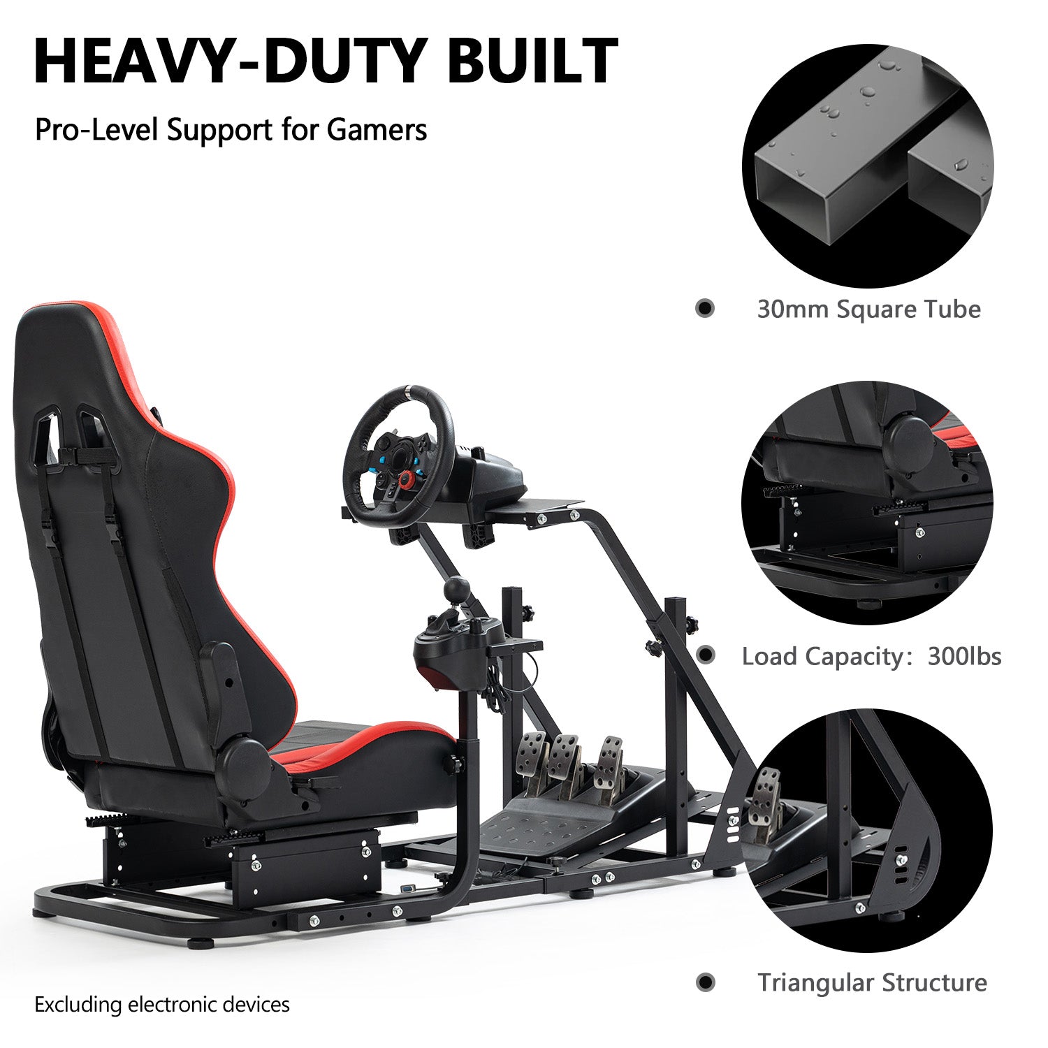 Minneer Racing Simulator Cockpit Stable with Seat Fit Logitech G29 G920 GPRO Fanatec CSL-DD
