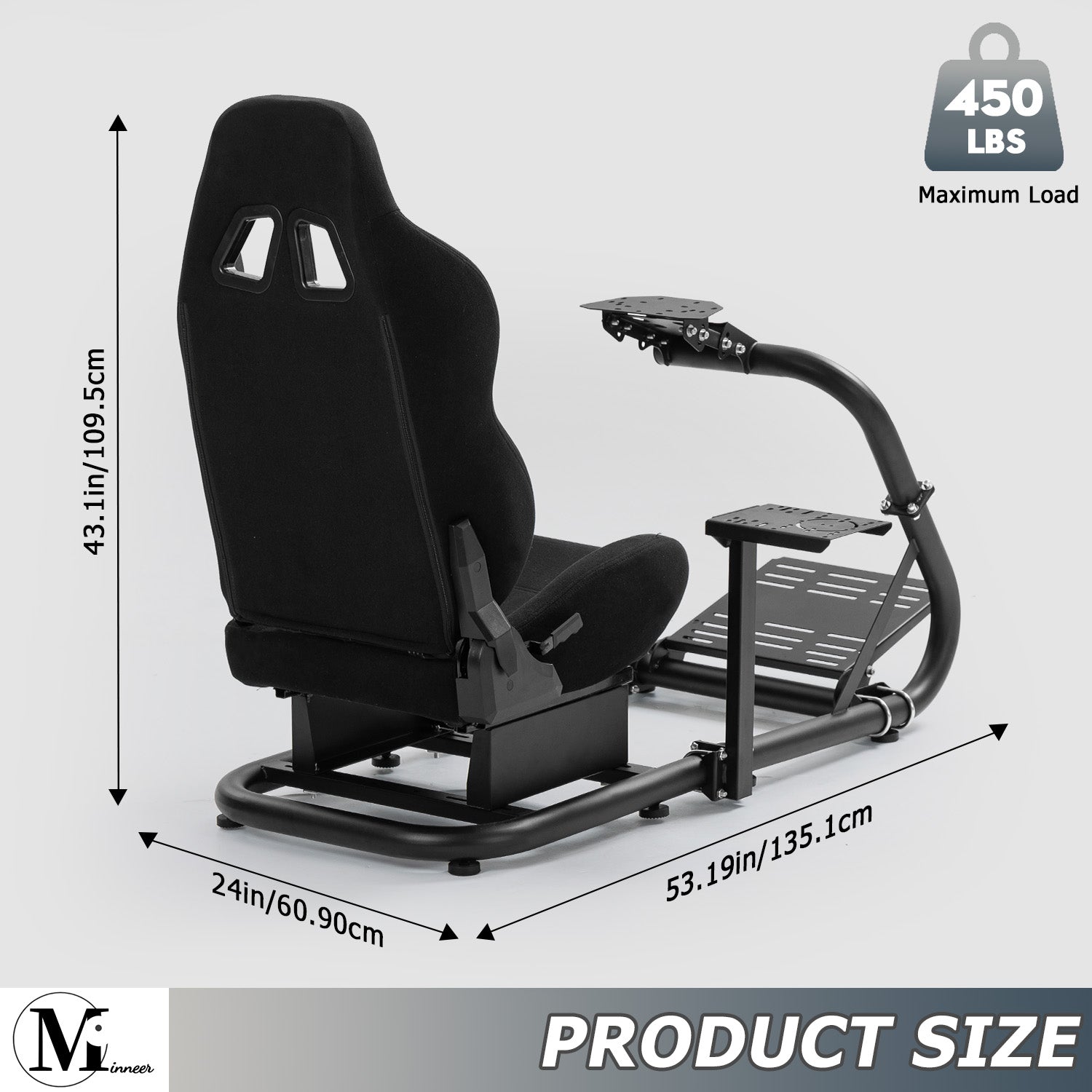 Minneer Sim Racing Cockpit  with Seat Fit Logitech G29 G920 G923 GPRO Fanatec