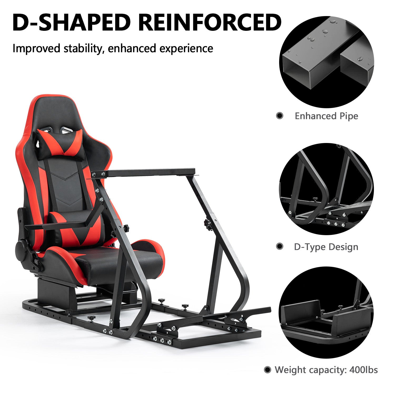 Minneer New Upgrade Driving Simulator Cockpit with Red Seat Fit Logitech Thrustmaster