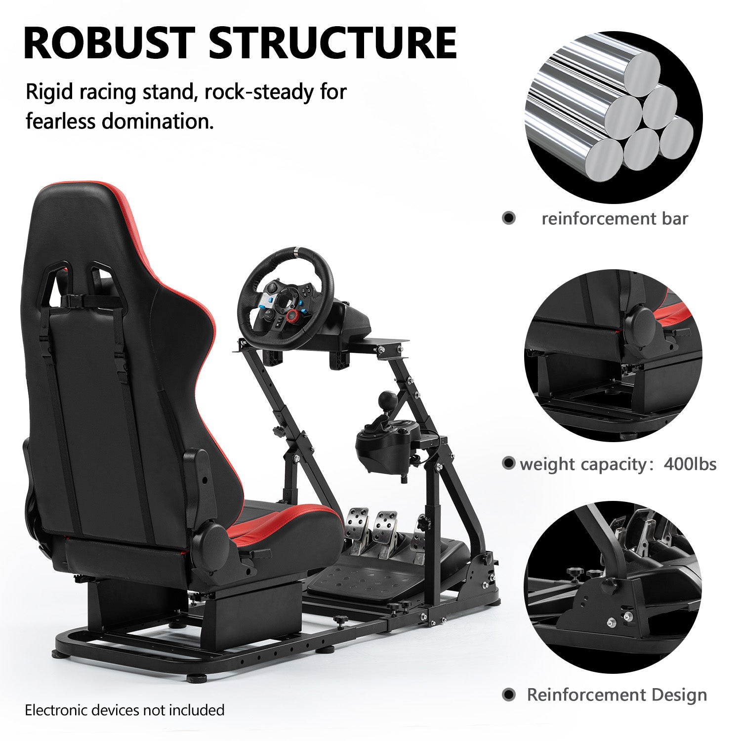 Minneer Stable Racing Simulator Cockpit with Seat Fit Logitech Thrustmaster