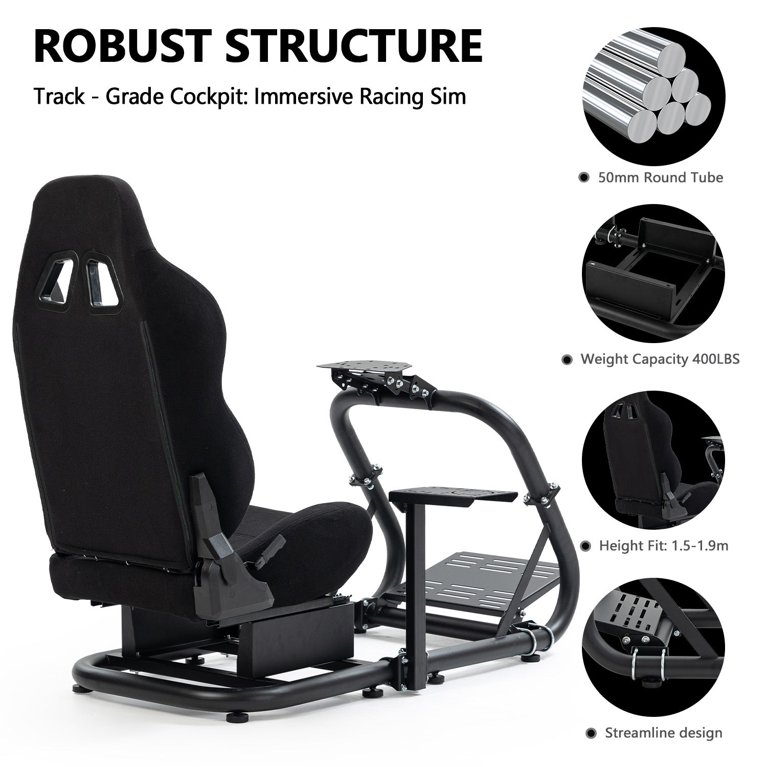Minneer Driving Simulator Cockpit with Seat Fit Logitech Fanatec CSL-DD