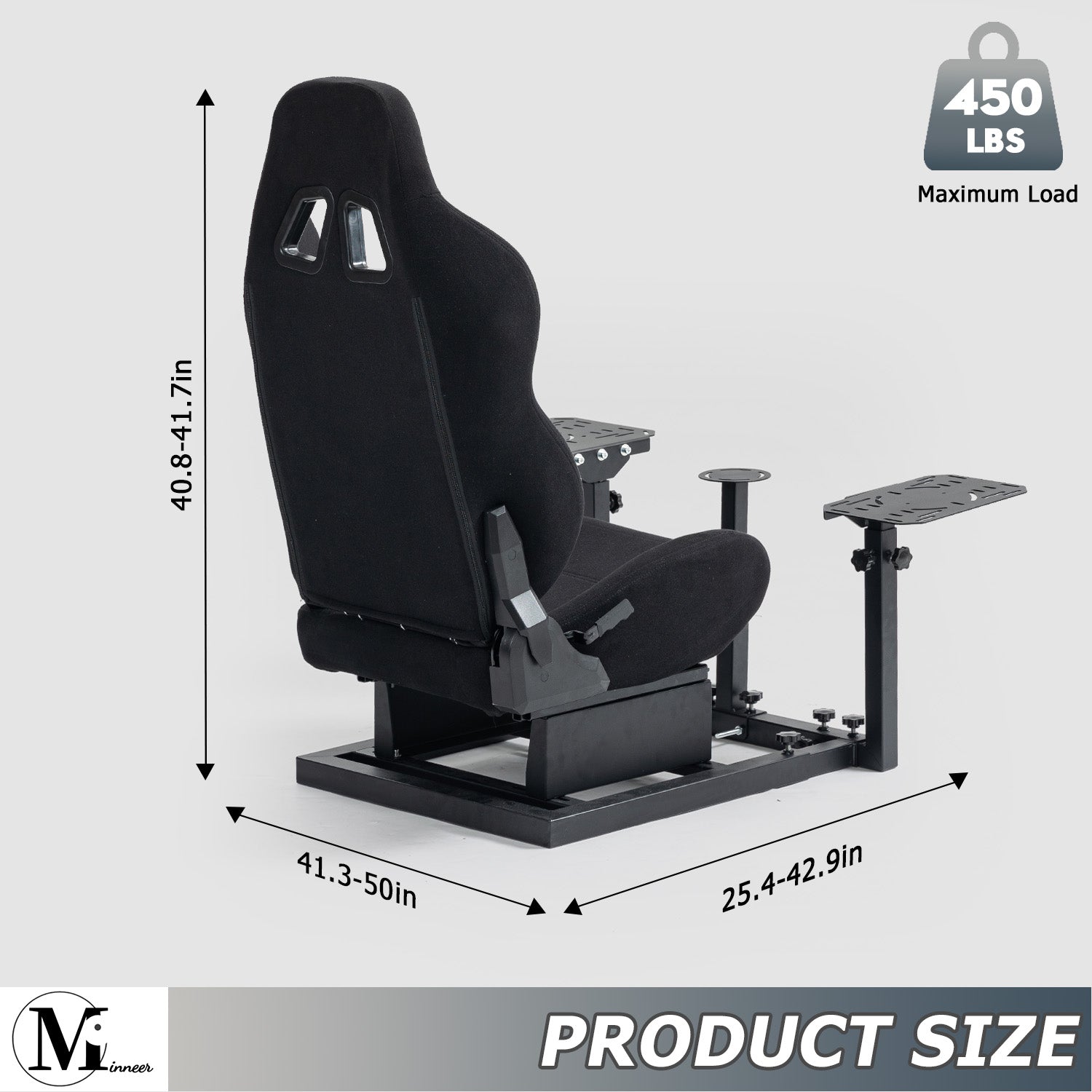 Minneer Flight Simulator Cockpit Stand with Black Seat Fit Logitech X52 X56 Thrustmaster A10C HotasWarth