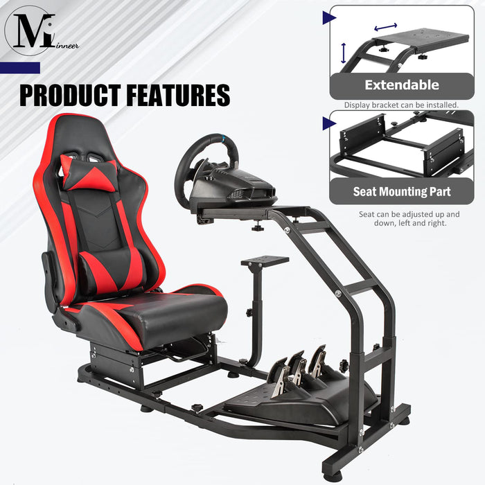 Minneer™ Racing Simulator Cockpit with Racing Seat for Logitech G29,G27,G25, G923 Gaming Cockpit Without Wheel and Pedals