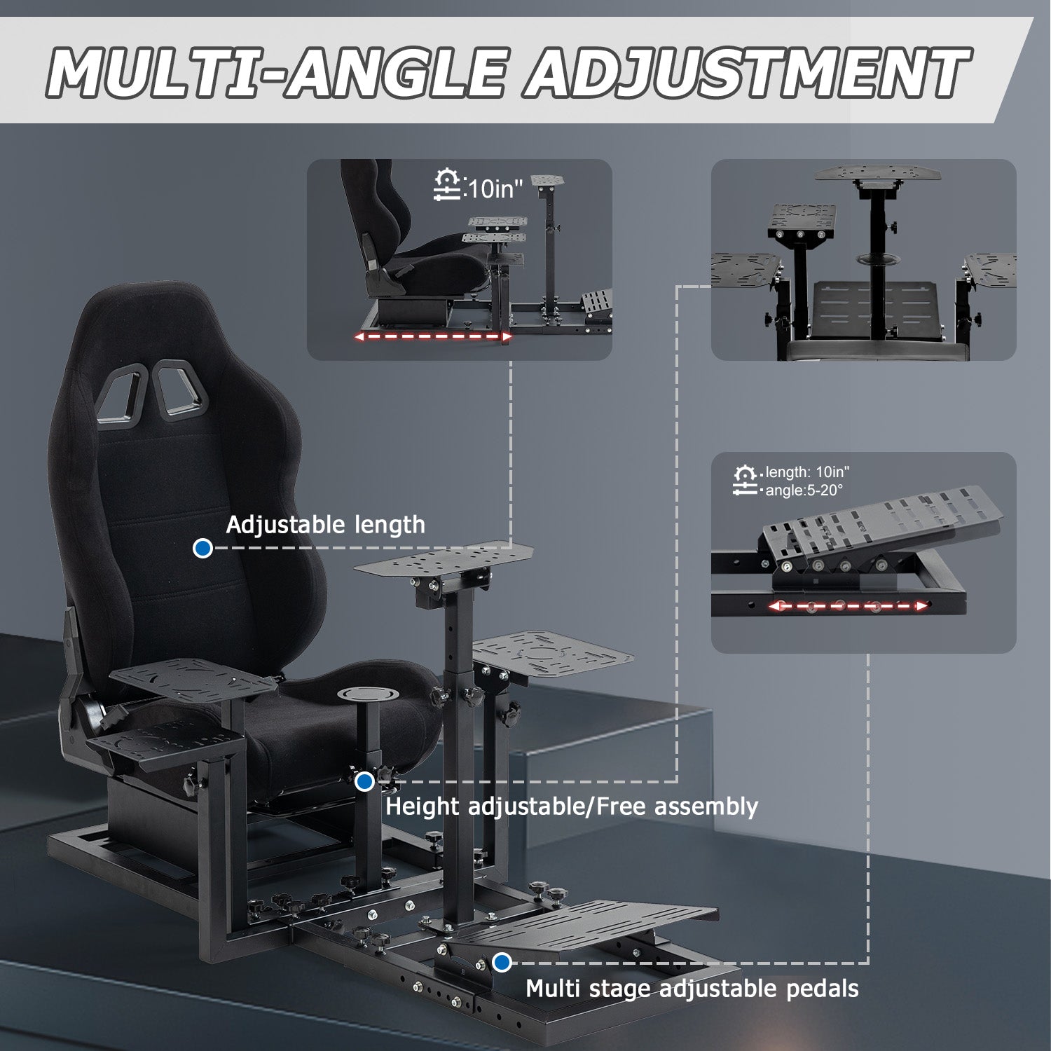 Minneer Upgrade Flight Racing Simualtor Cockpit with Seat for Logitech Thrustmaster