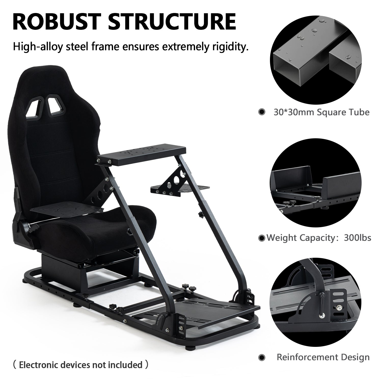 Minneer Flight Racing Sim Cockpit Foldable with Black Seat Fit Logitech X52 X56 Thrustmaster A10C HotasWarth