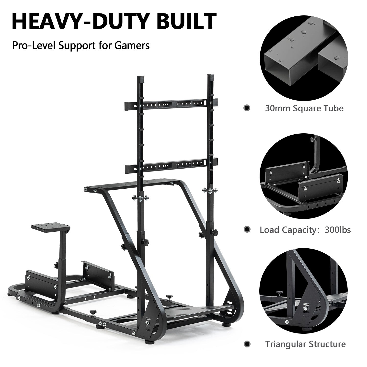 Minneer Racing Simulator Cockpit with Installable Monitor Frame,Wide Compatibility, Fit for Logitech G920 G923,Thrustmaster,Fanatec,Gaming Wheel Stand without TV Wheels Pedals Shifter Seat