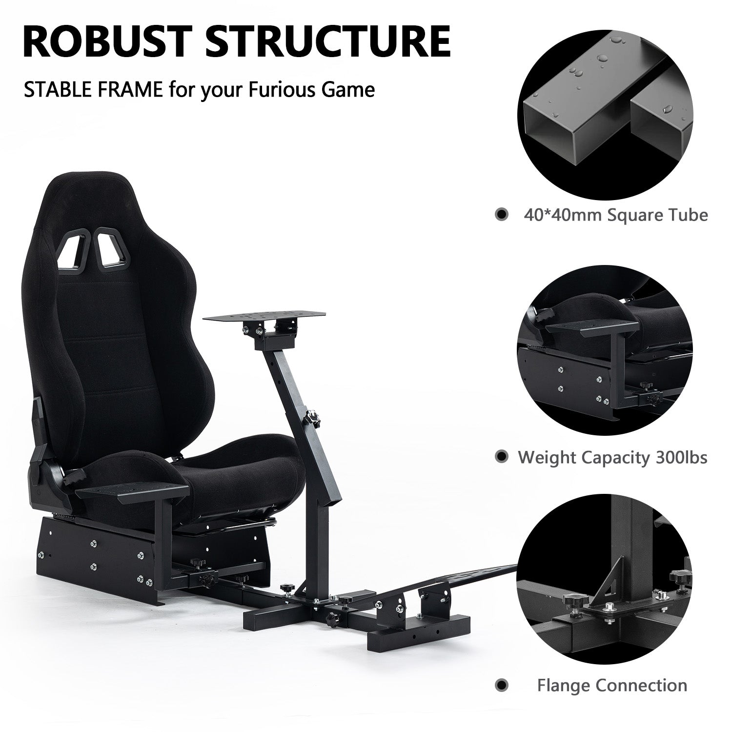 Minneer New Upgrade Racing Simulator Cockpit with Black Seat Fit Logitech Thrustmaster