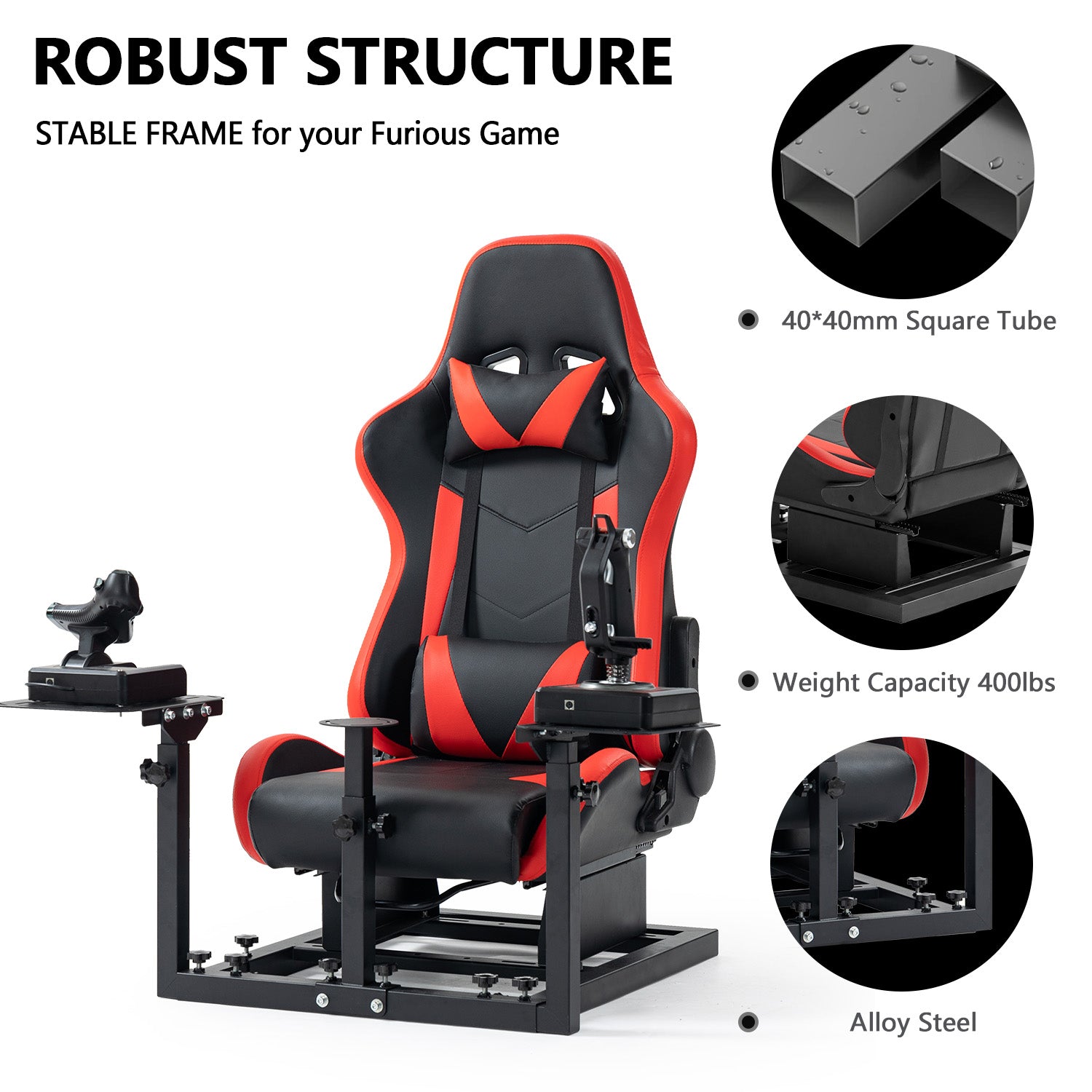 Minneer™ Flight Simulator Cockpit Fit for Logitech X52/X52pro/X56, Thrustermaster HOTAS WARTHOG, Compatible with Xbox One, PS4, PC Platforms (Included Red Seat)