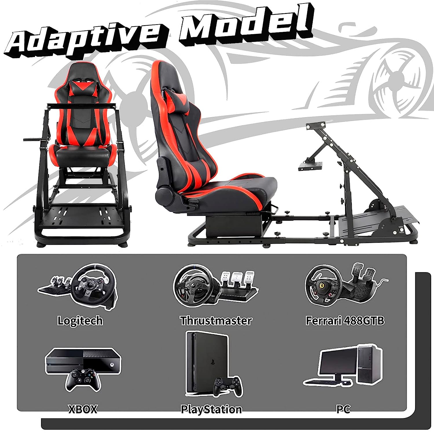 Minneer Stable Racing Simulator Cockpit with Seat Fit Logitech Thrustmaster