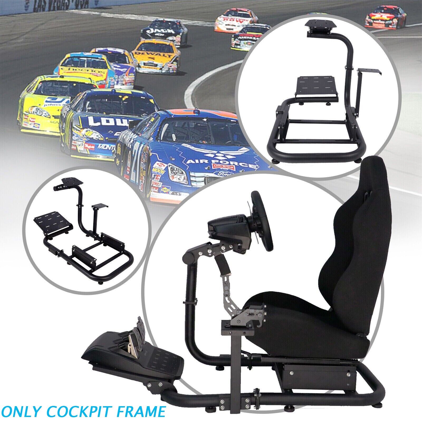 Minneer™ Racing Simulator Cockpit Fit Logitech G29 G920 G923 Thrustmaster T300RS TX F458 T500R Fanatec,Racing Wheel Stand without Wheel Pedals Seat