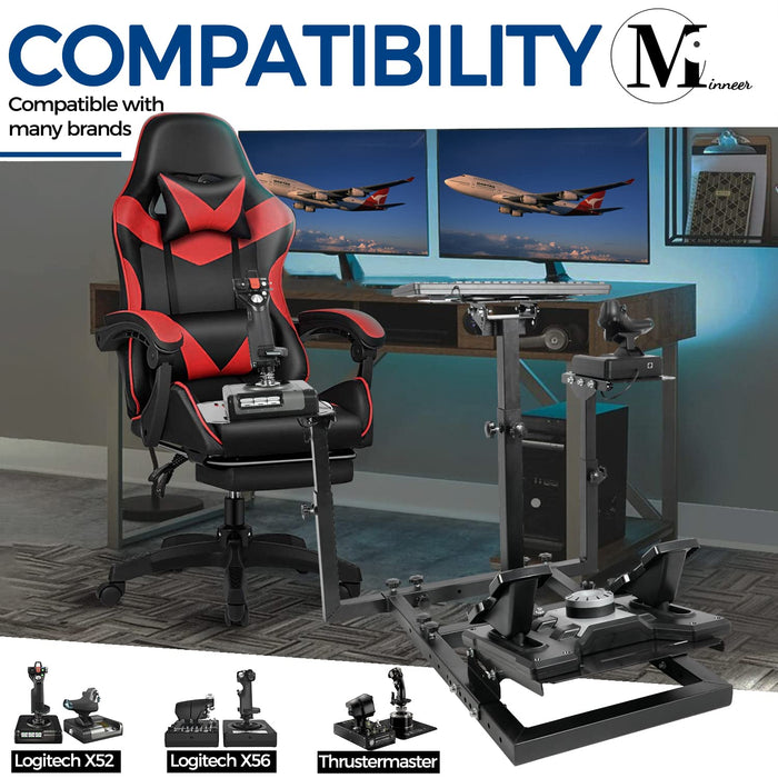 Minneer™ Flight Simulator Cockpit Fit for Logitech X52/X52pro/X56, Thrustmaster HOTAS WARTHOG, Compatible with G25/G27/G29/G920/G923/TMX/T150/T300 Racing Wheel Stand (Controllers Seat not included)