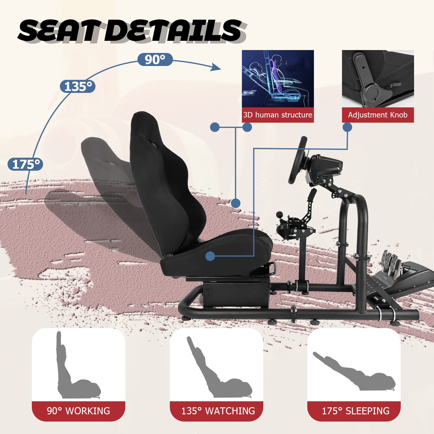 Minneer Driving Simulator Cockpit with Seat Fit Logitech G920 G923 Thrustmaster Fanatec