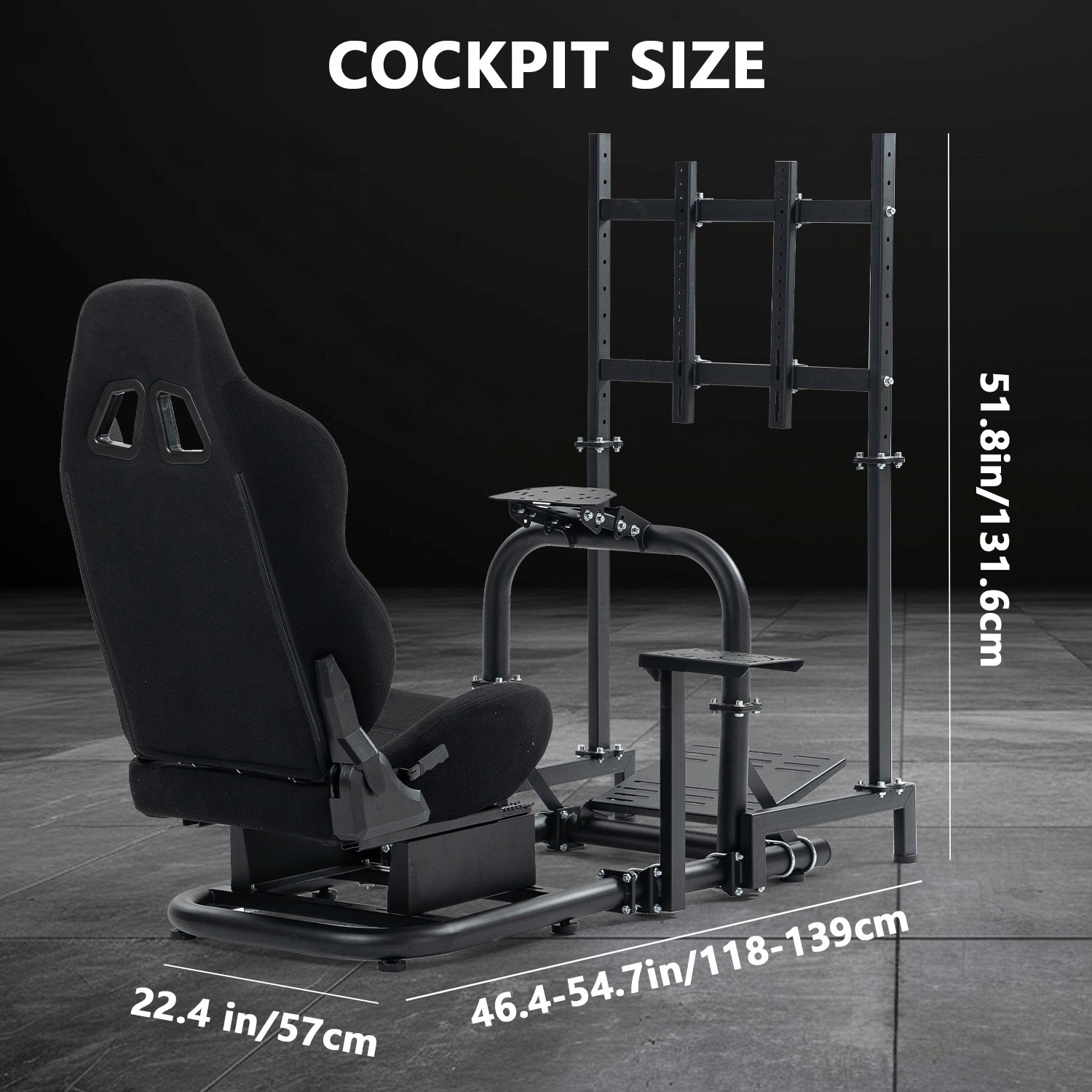 Minneer Racing Simulator Cockpit with Black Seat & TV Stand Fit Logitech Thrustmaster,Not Include Wheels Pedals and Shift Lever
