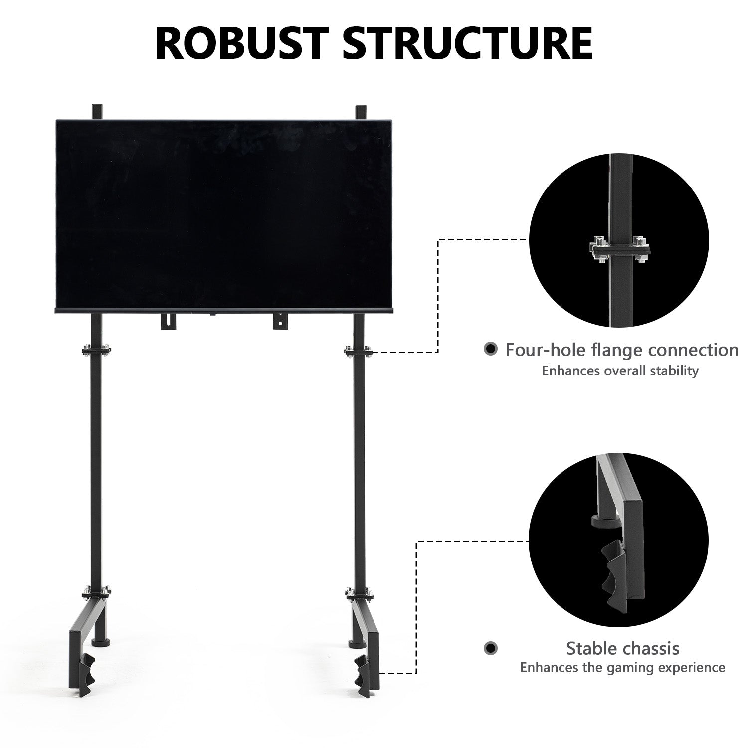 Minneer Pro TV Stand Standing Monitor Mount Fit 50mm Round Tube Racing Cockpit