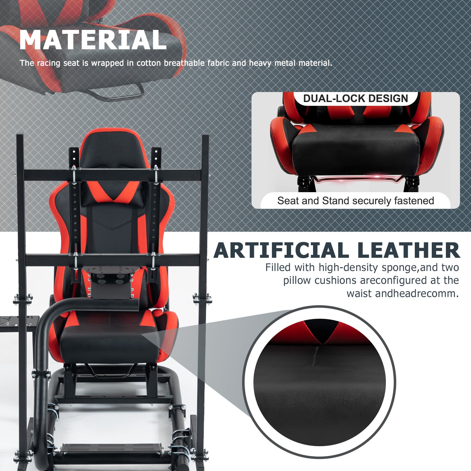 Minneer Racing Simulator Cockpit with Seat Monitor Stand Fit Logitech Fanatec CSL-DD