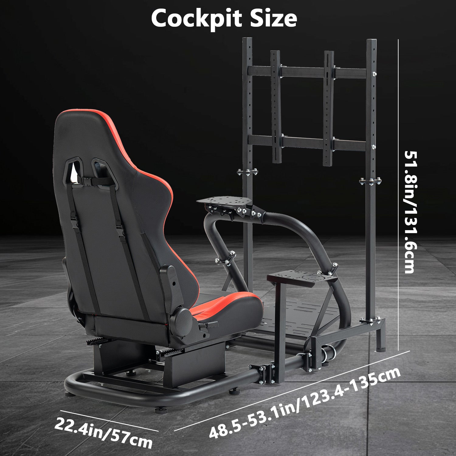 Minneer Racing Simulator Cockpit with Red Seat & Monitor Stand Fit Logitech Fanatec CSL-DD