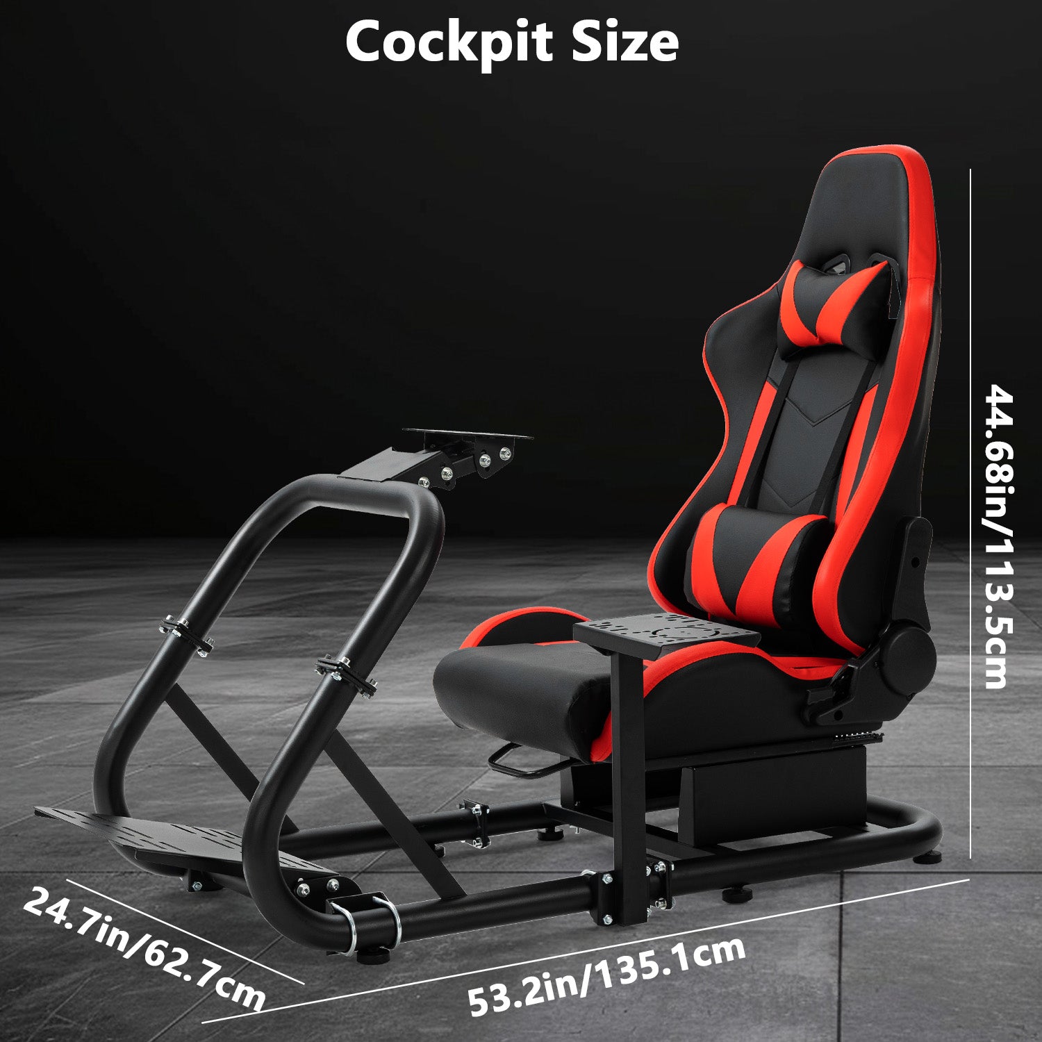 Minneer Racing Simulator Cockpit Pro with Seat Professional Sim Racing Wheel Frame Large Round Tube Fully Adjustable without Pedal Wheel and Handbrake
