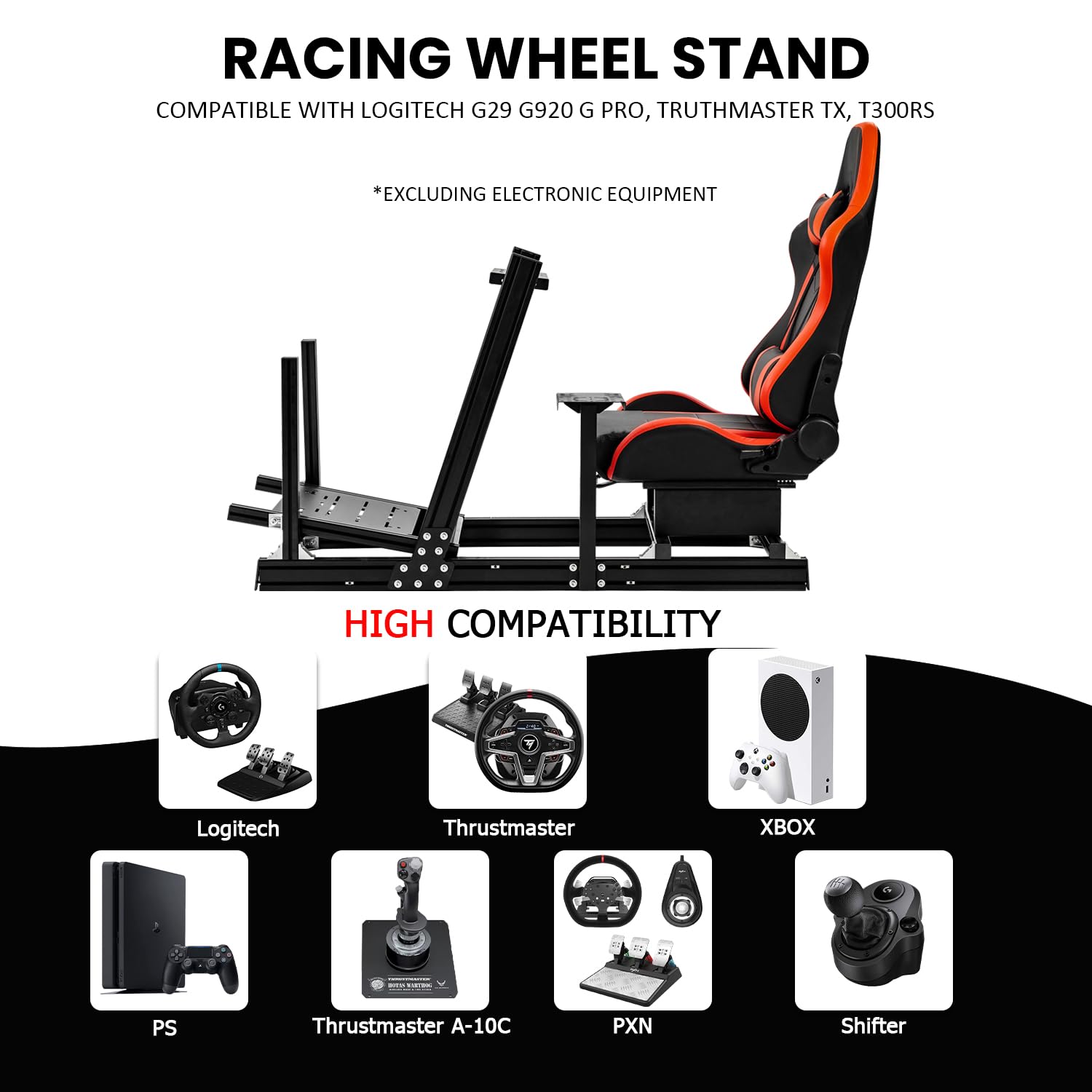 Minneer F1 Sim Racing Cockpit with Gaming Seat Fit Logitech Fanatec CSL-DD