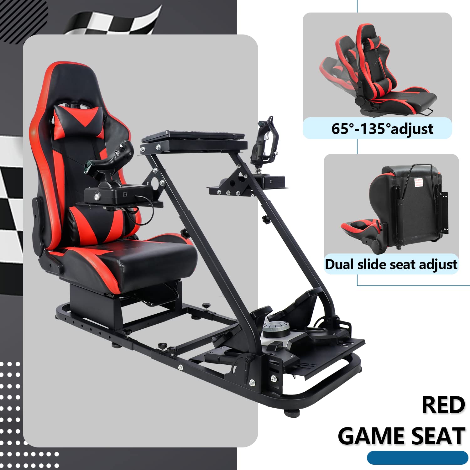 Minneer Racing Flight Sim Cockpit with Seat Adjustable Fit Logitech Thrustmaster