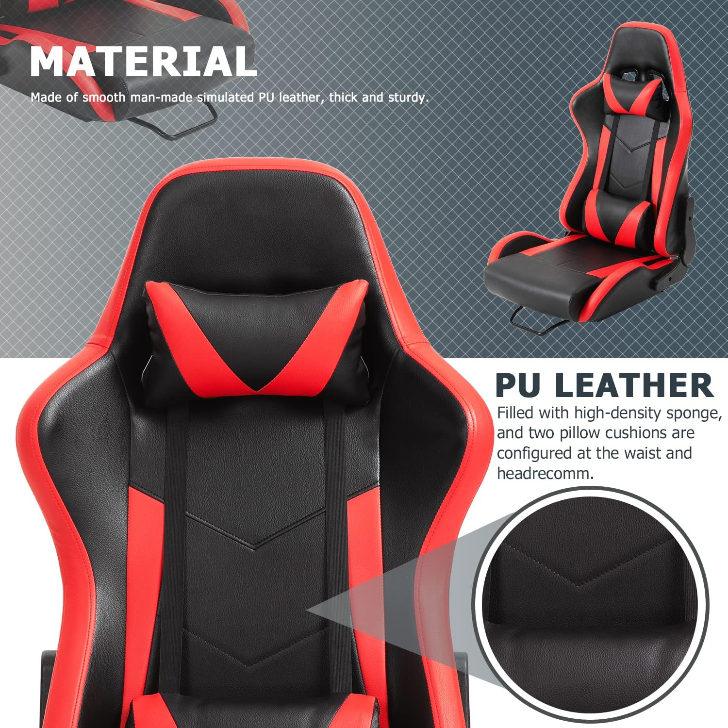 Used-Minneer Gaming Racing Seat with Neck Pillow and Waist Pillow Ergonomic for Driving Simulator Cockpit