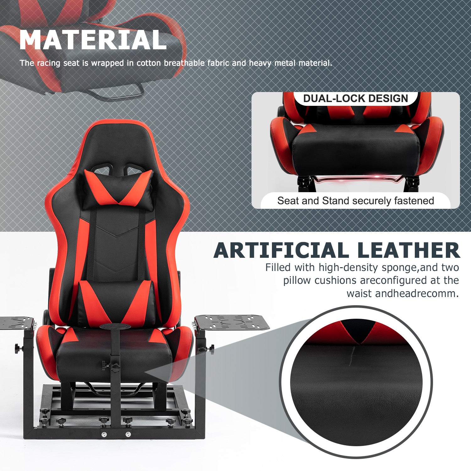 Minneer Flight Sim Cockpit with Red Seat Fit Logitech X52 X56 Thrustmaster A10C HotasWarth