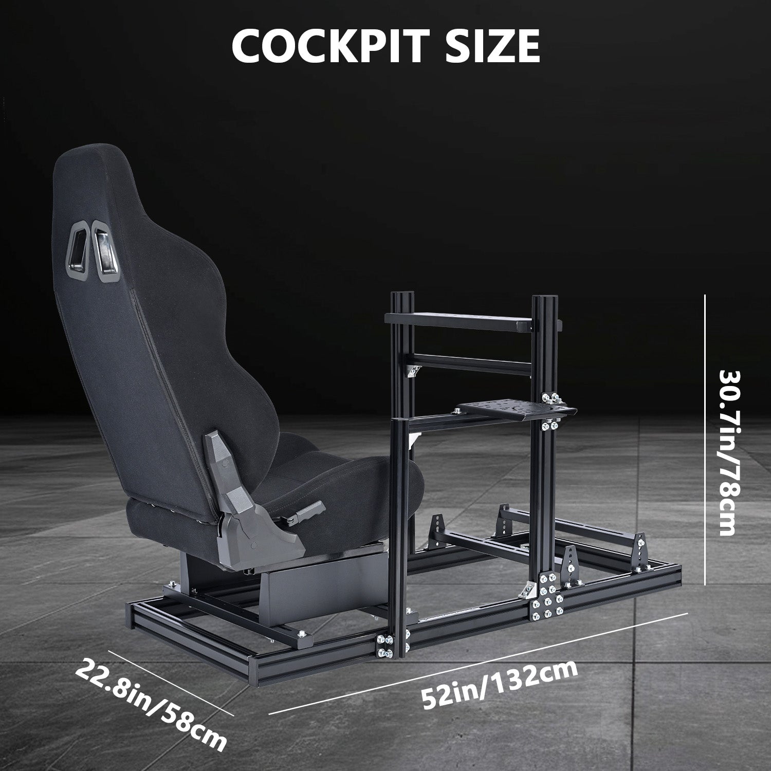 Minneer F1 3060 Aluminum Racing Sim Cockpit with Black Seat Fit for Logitech G29 G923
