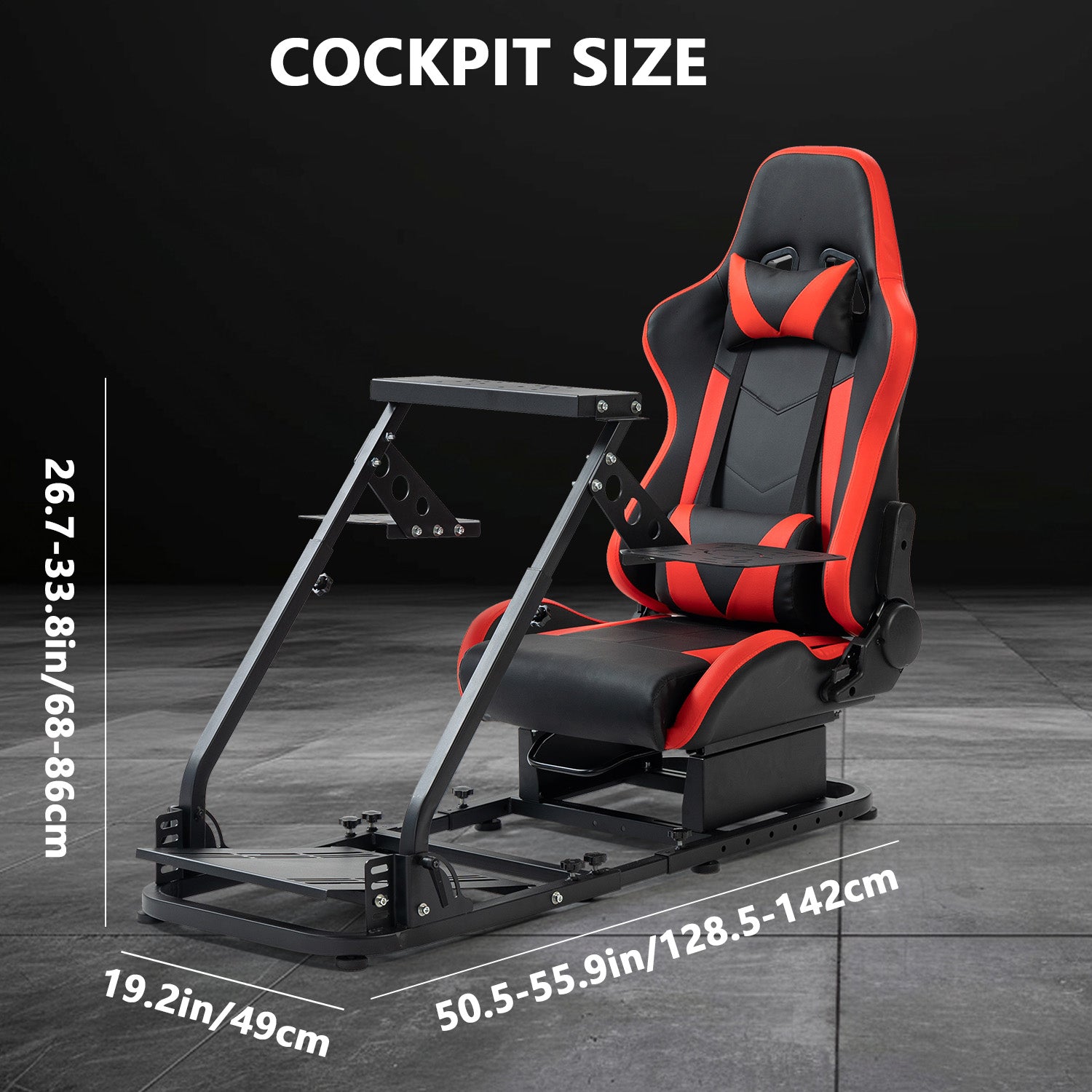 Minneer Racing Flight Sim Cockpit with Red Seat Adjustable Fit Logitech Thrustmaster