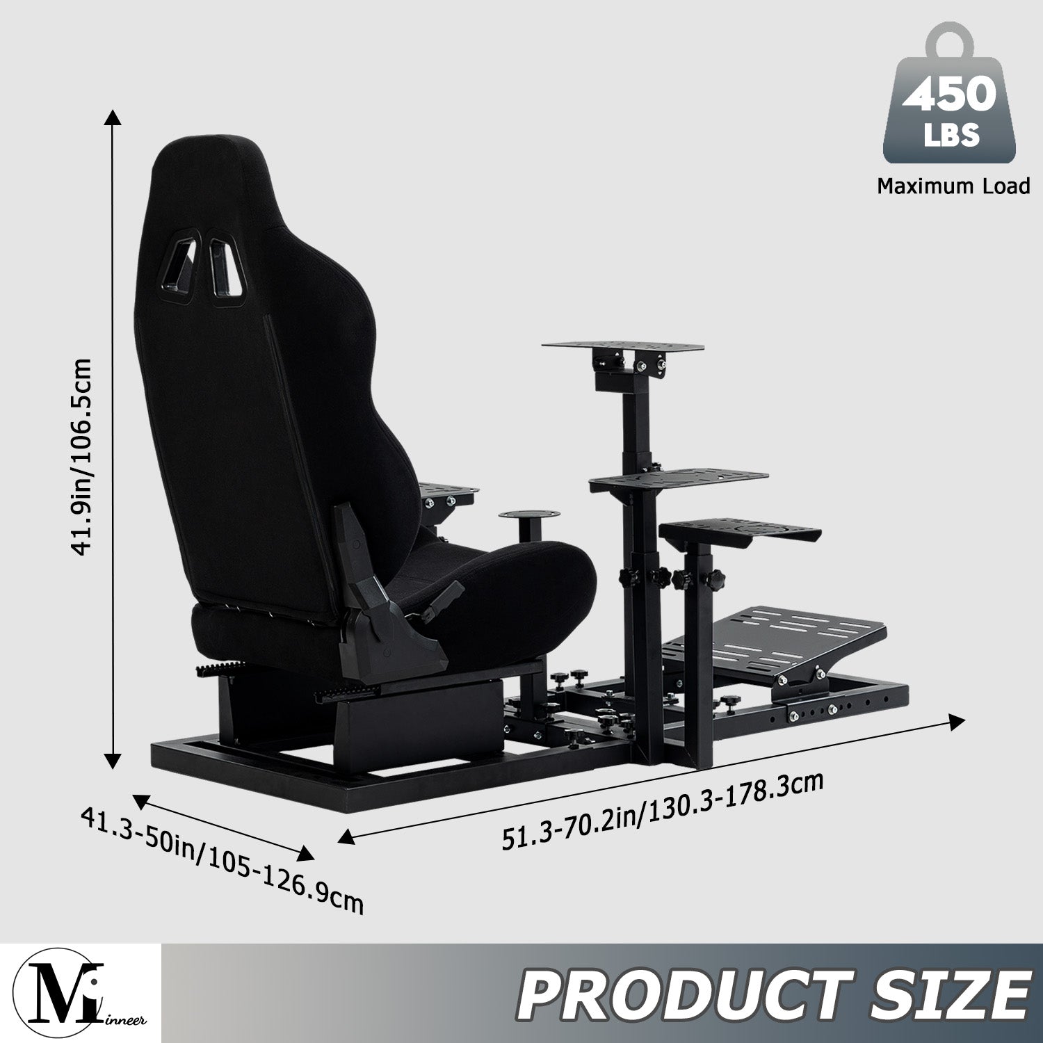 Minneer Upgrade Flight Racing Simualtor Cockpit with Seat for Logitech Thrustmaster