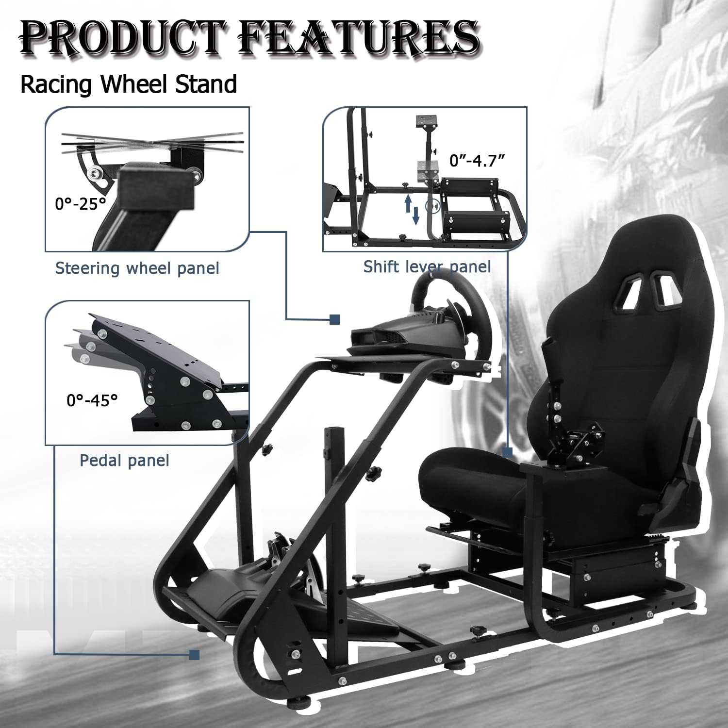 Minneer Racing Simulator Cockpit with Gaming Seat Adjustable Fit Logitech GPRO Thrustmaster