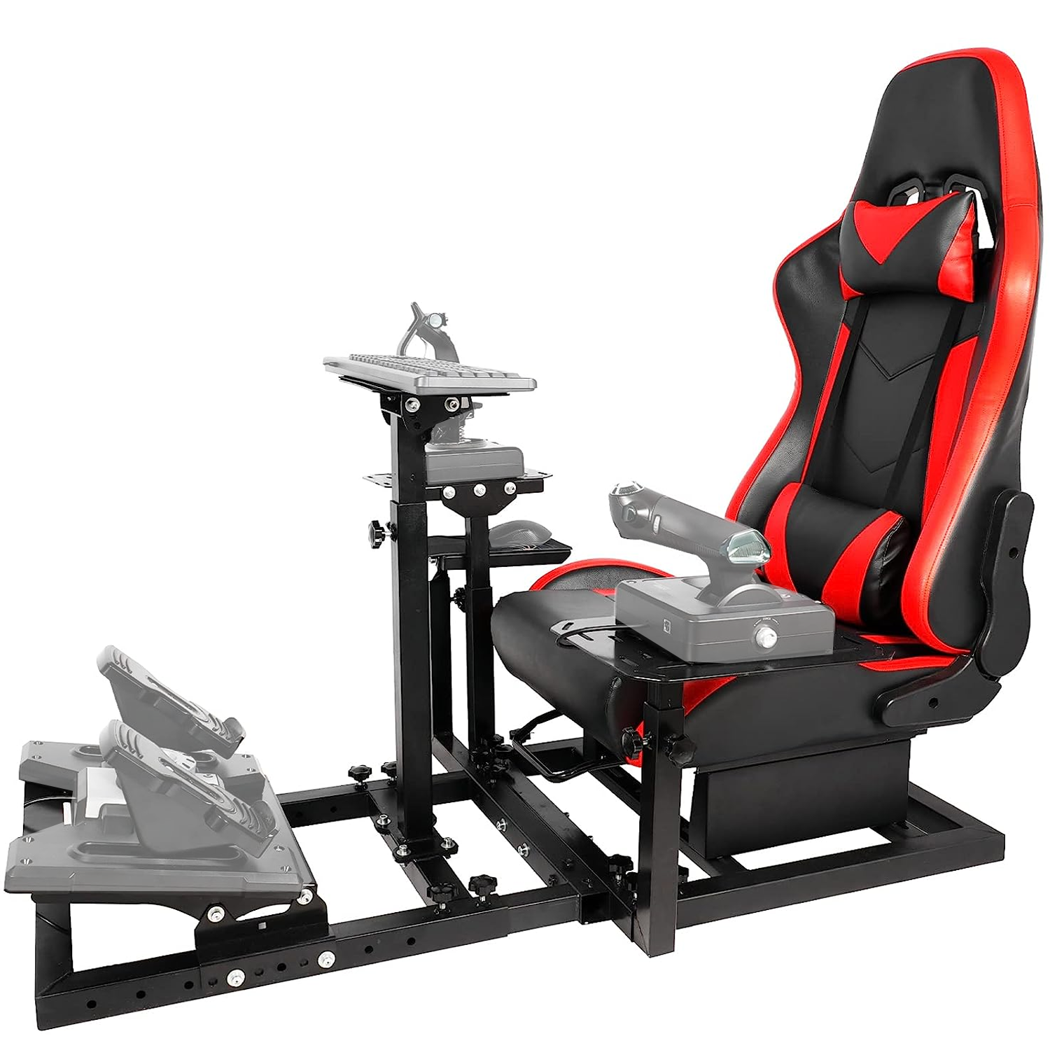 Minneer New Flight Racing Simulator Cockpit with Red Seat Fit Logitech Fanatec CSL-DD