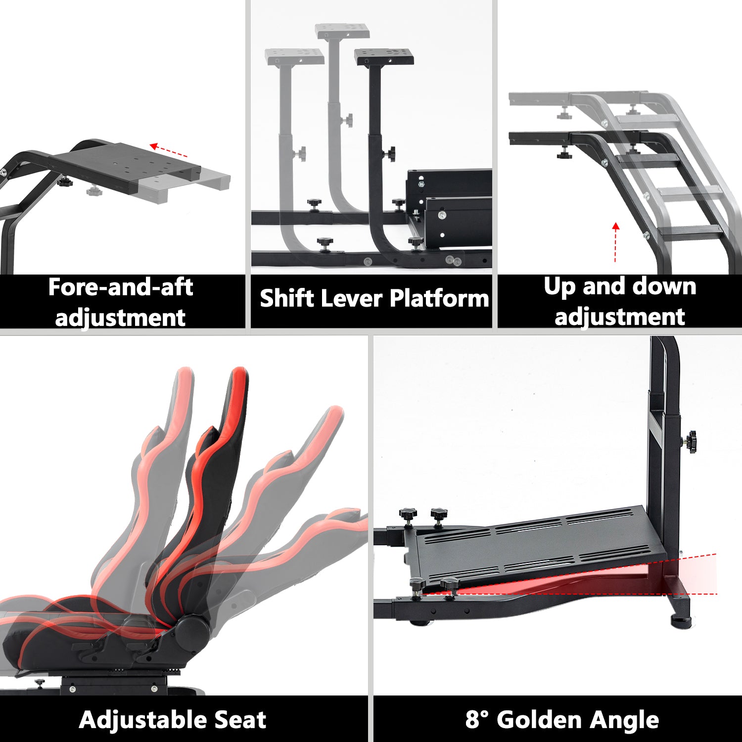 Minneer Driving Sim Cockpit with Red Seat Fit Logitech Thrustmaster T248 T300RS