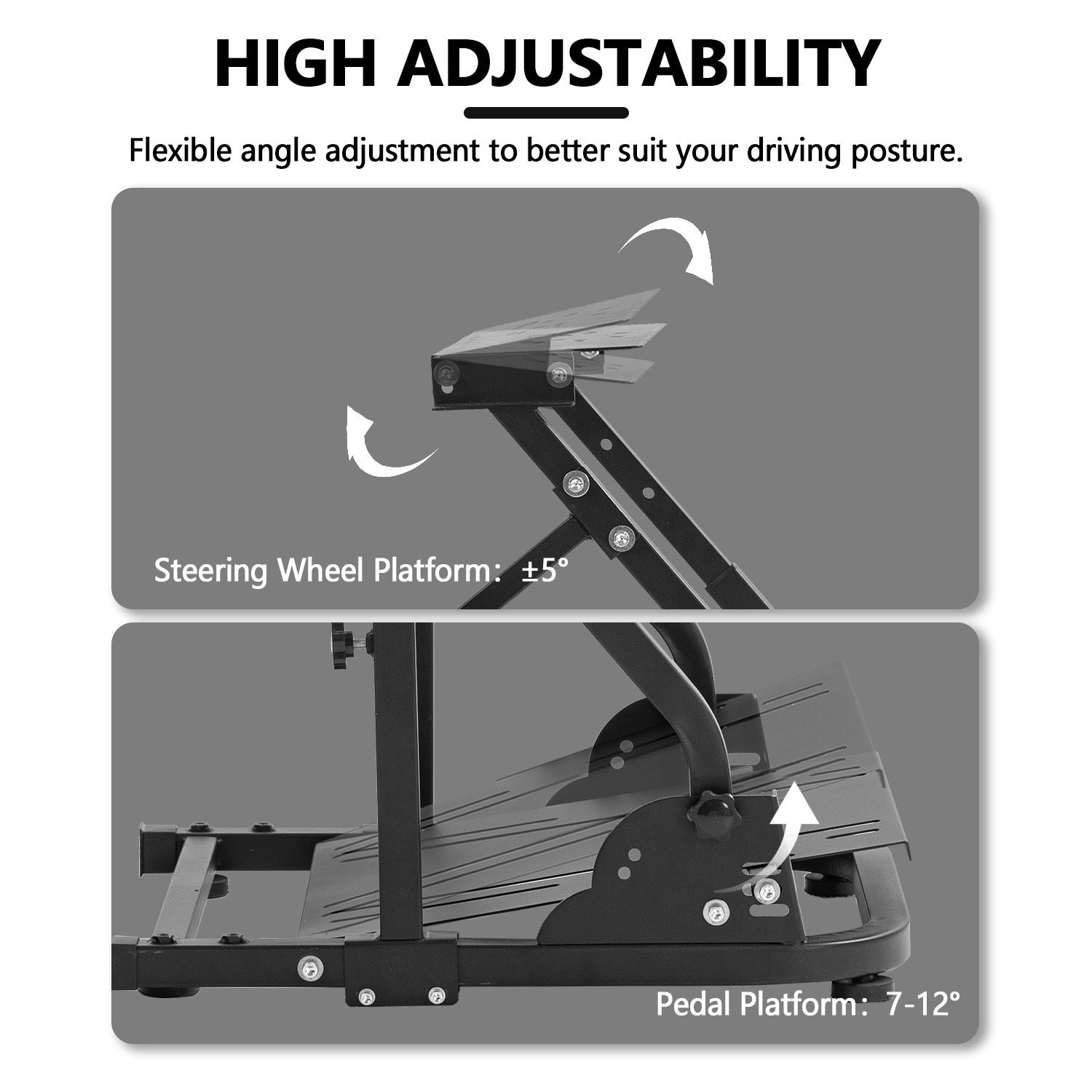 Minneer Stable Racing Wheel Stand with Double Support Arms Fit Logitech Moza R5